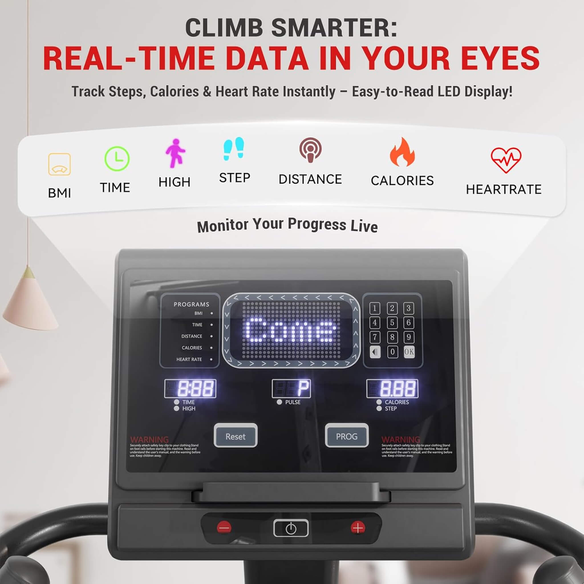 Rovix Commercial Stair Stepper With LED Display And 15 Resistance Levels (SAK91837)