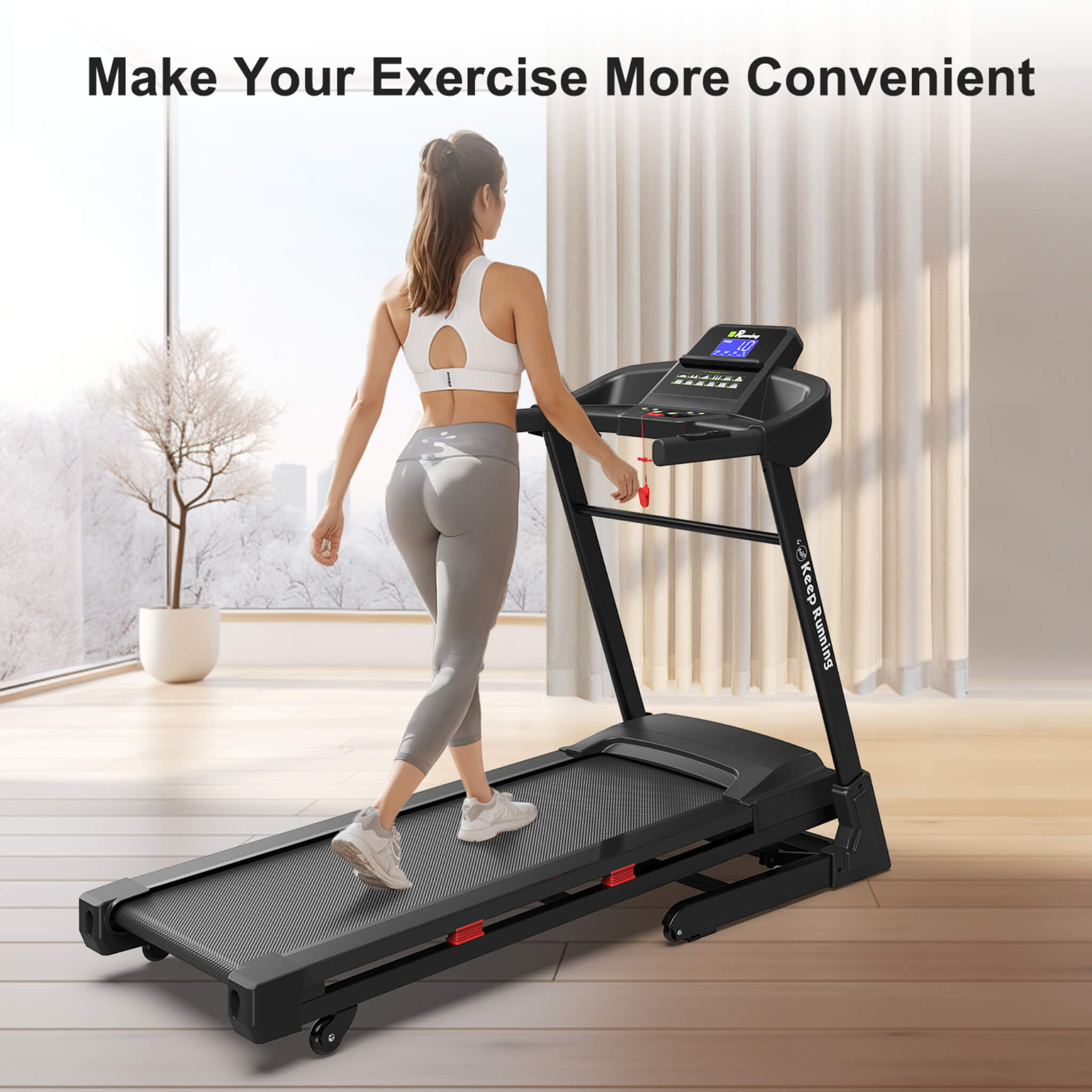 Rovix Compact 3.5HP Foldable Electric Treadmill With Bluetooth, LCD Display & 12 Pre-Set Running Programs (SAK25879)