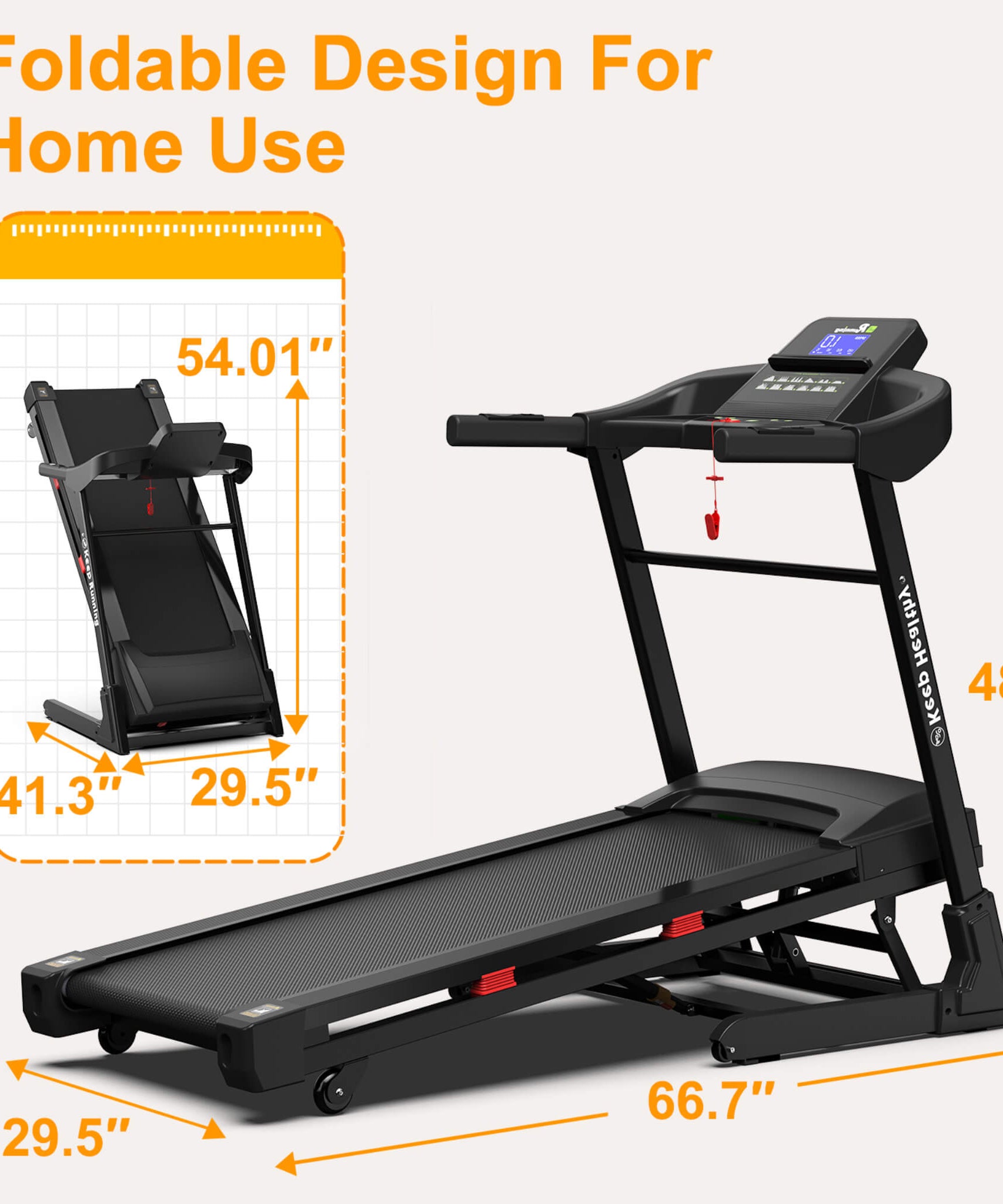 Rovix Compact 3.5HP Foldable Electric Treadmill With Bluetooth, LCD Display & 12 Pre-Set Running Programs (SAK25879)