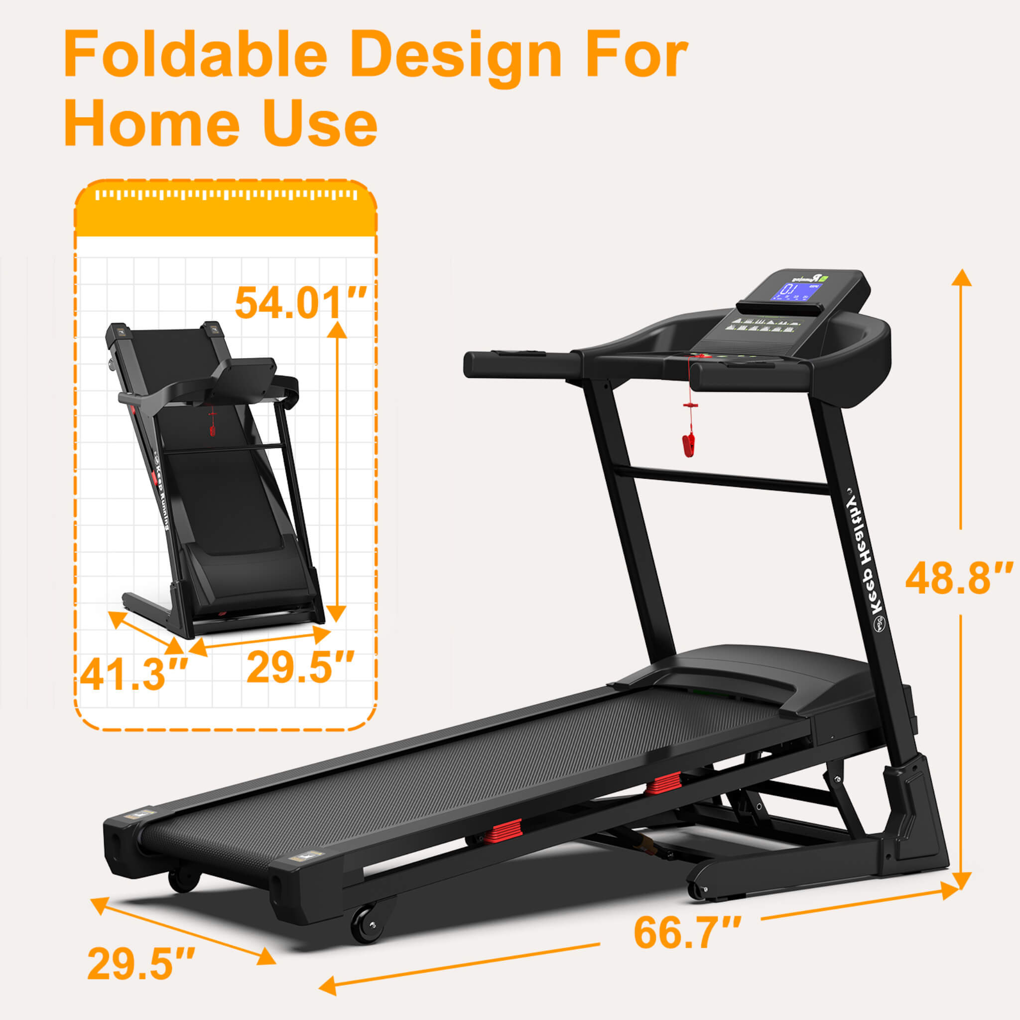 Rovix Compact 3.5HP Foldable Electric Treadmill With Bluetooth, LCD Display & 12 Pre-Set Running Programs (SAK25879)