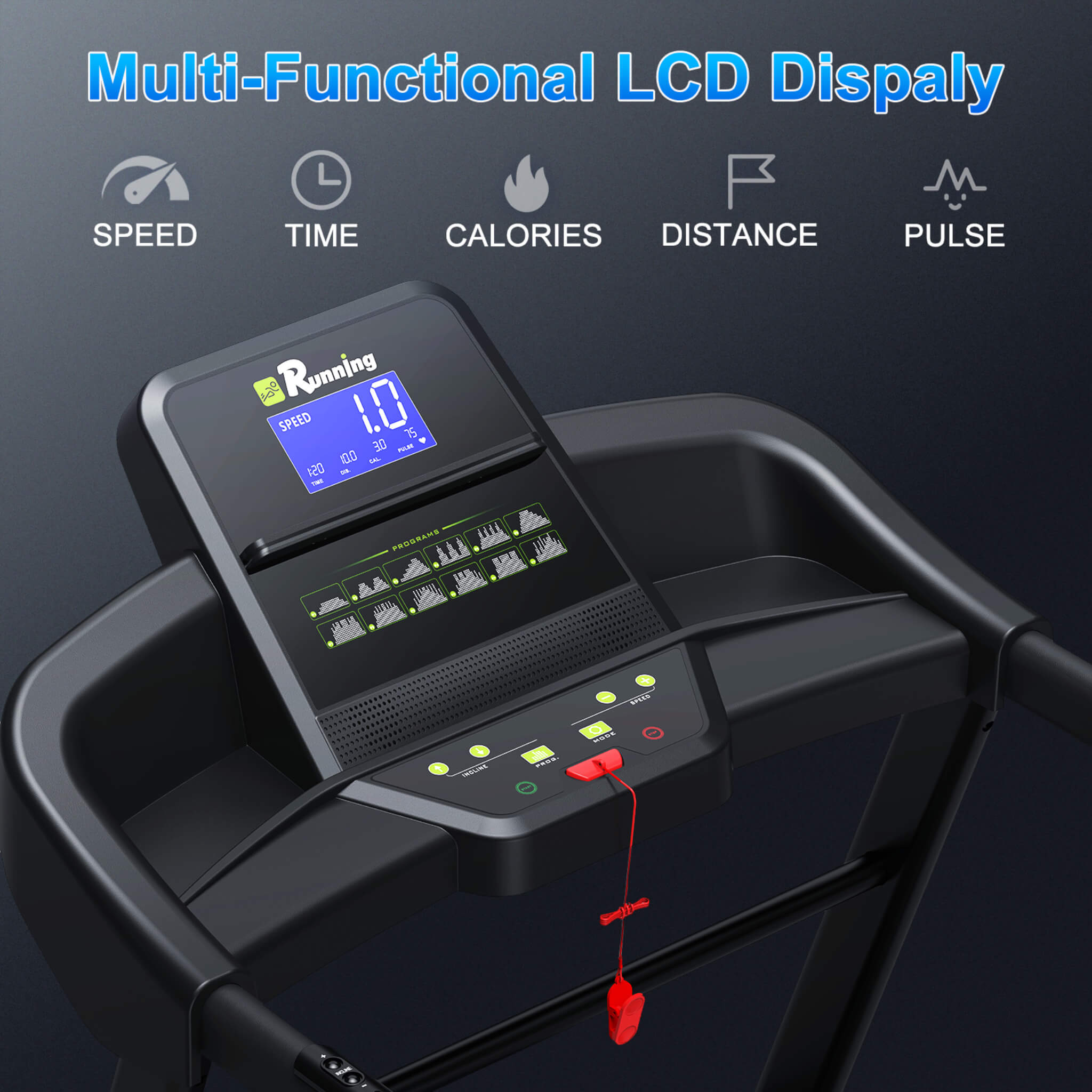 Rovix Compact 3.5HP Foldable Electric Treadmill With Bluetooth, LCD Display & 12 Pre-Set Running Programs (SAK25879)