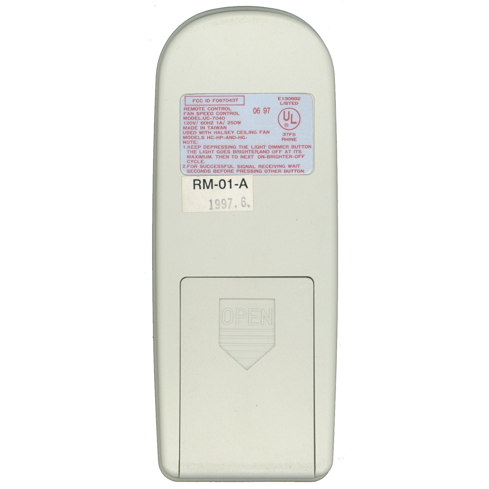 Substitute for Concord Fans UC7040 Ceiling Fan Remote Control [FAN28RREVKIT]