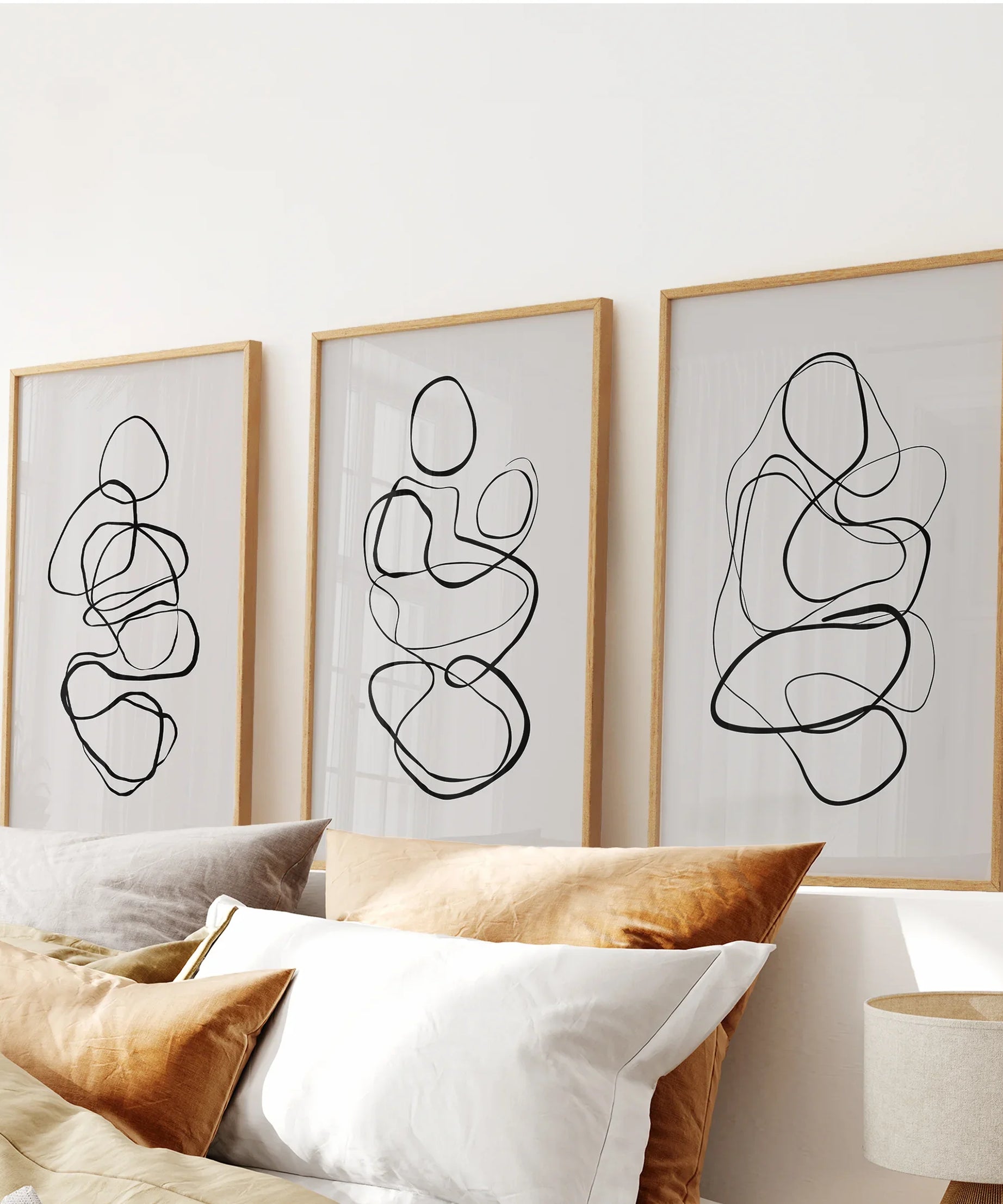 Abstract Line Art Wall Art Set of 3. Minimalist Figure Drawings