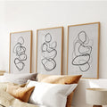 Abstract Line Art Wall Art Set of 3. Minimalist Figure Drawings