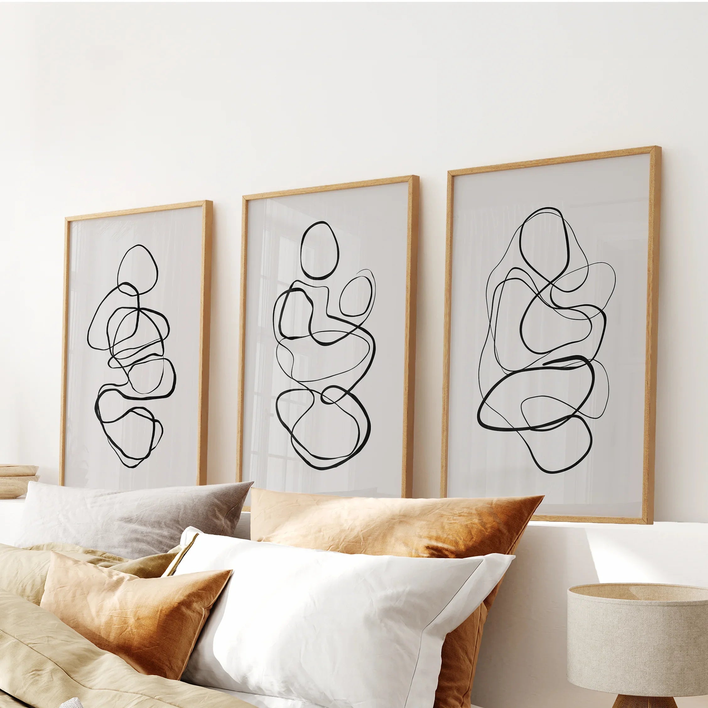 Abstract Line Art Wall Art Set of 3. Minimalist Figure Drawings