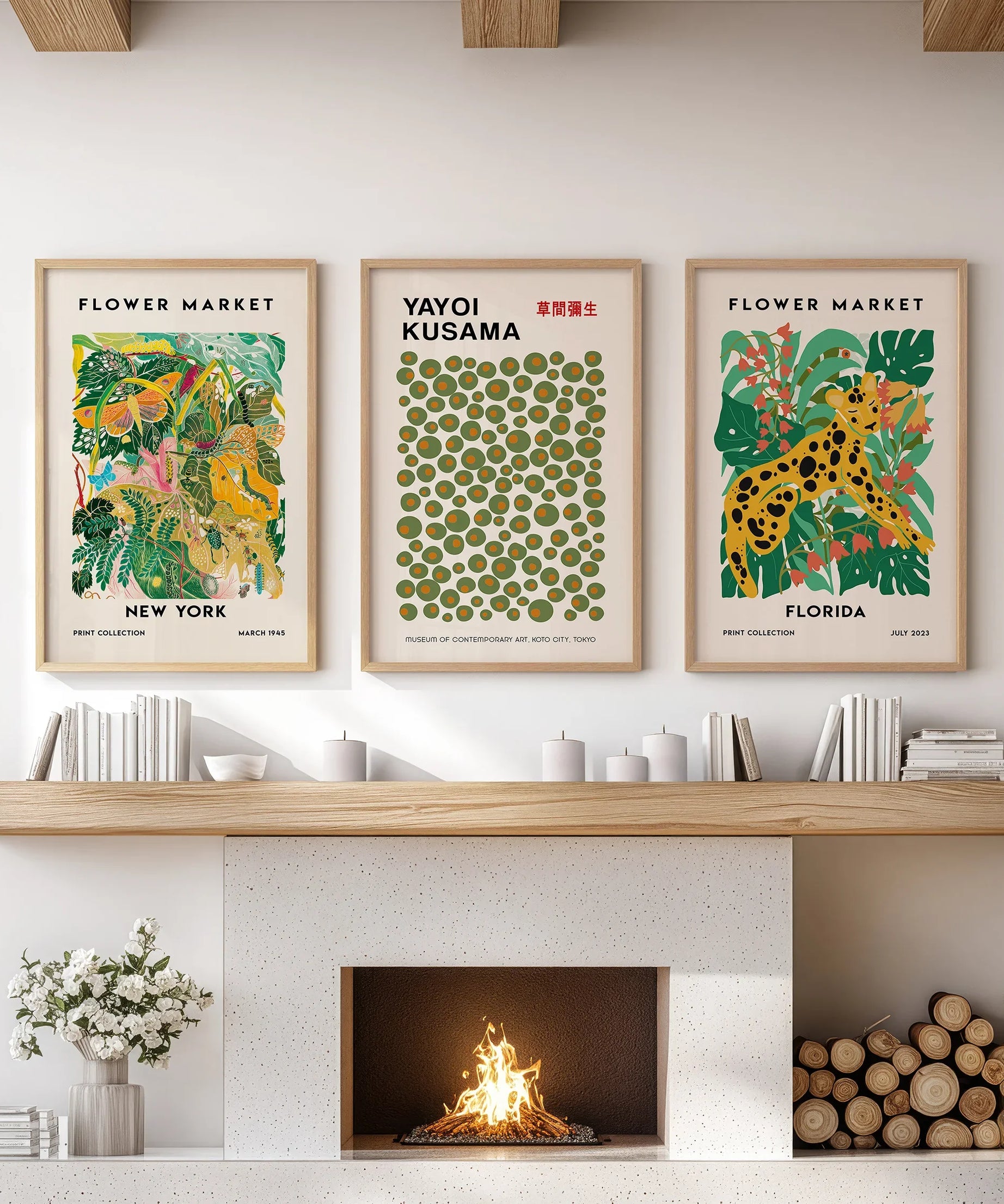 Flower Market, Kusama Art Prints. Modern Tropical Wall Decor