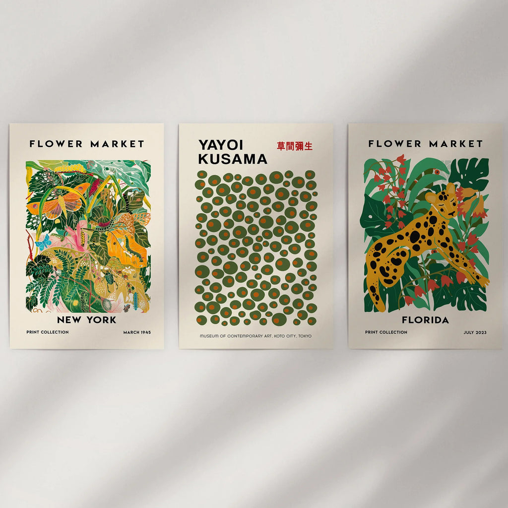Flower Market, Kusama Art Prints. Modern Tropical Wall Decor