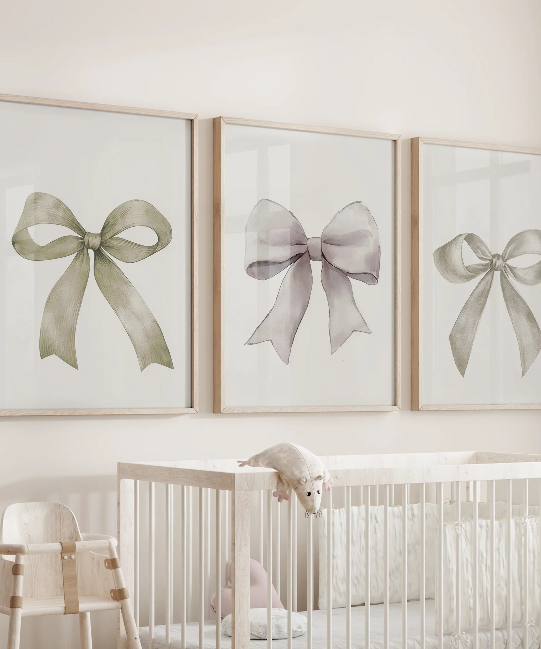 Aesthetic Bow Wall Art Set of 3. Neutral Gallery Set