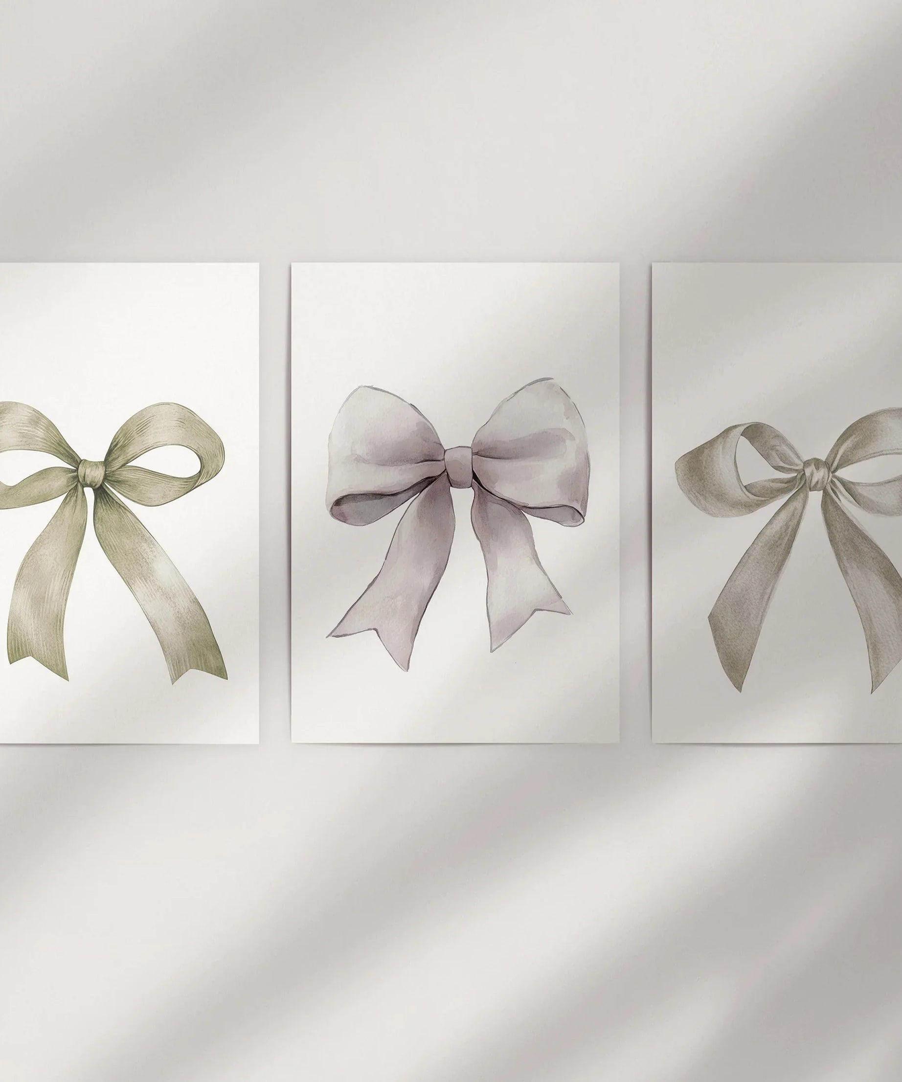 Aesthetic Bow Wall Art Set of 3. Neutral Gallery Set