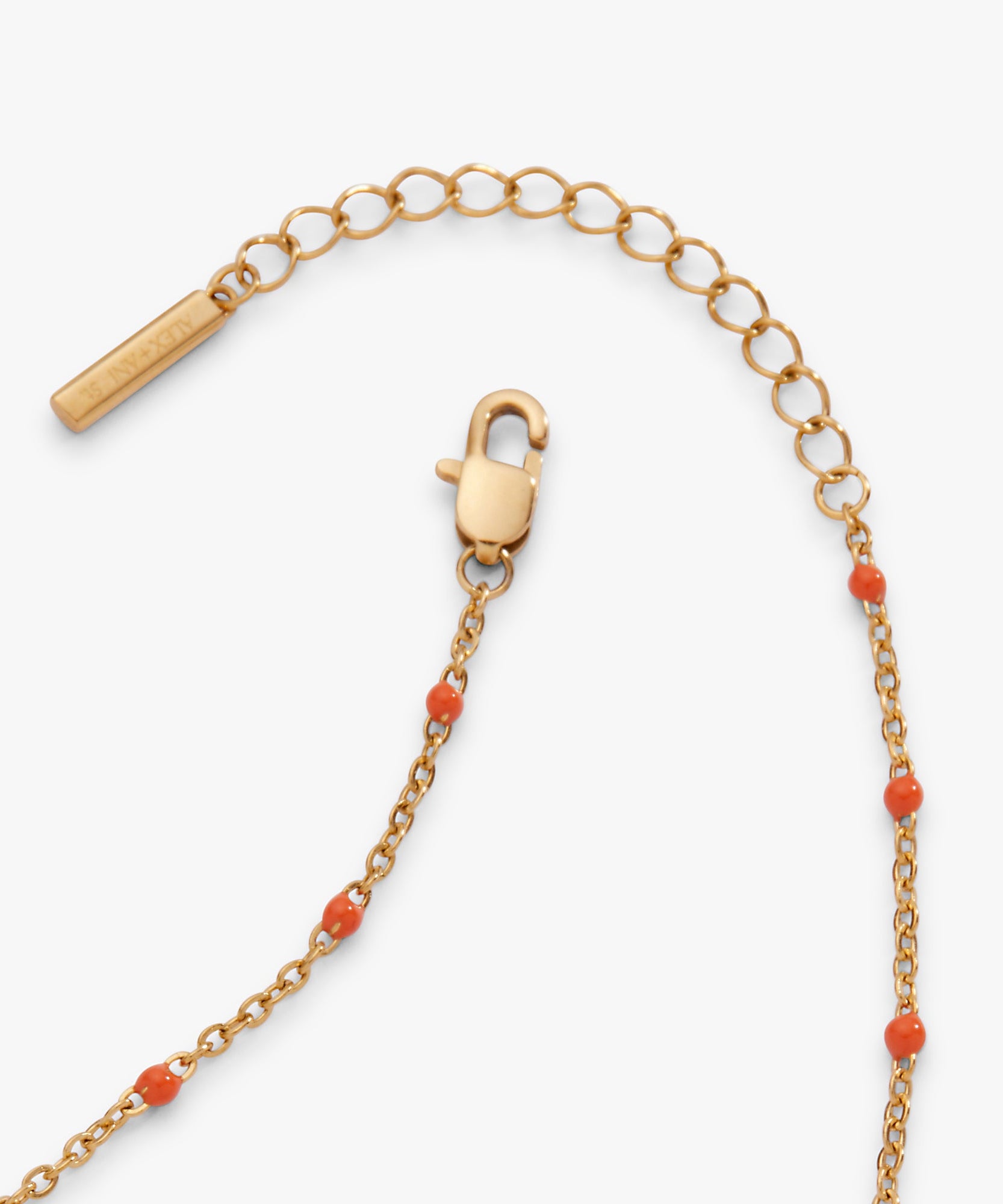 Coral Enameled Chain Coin Station Anklet