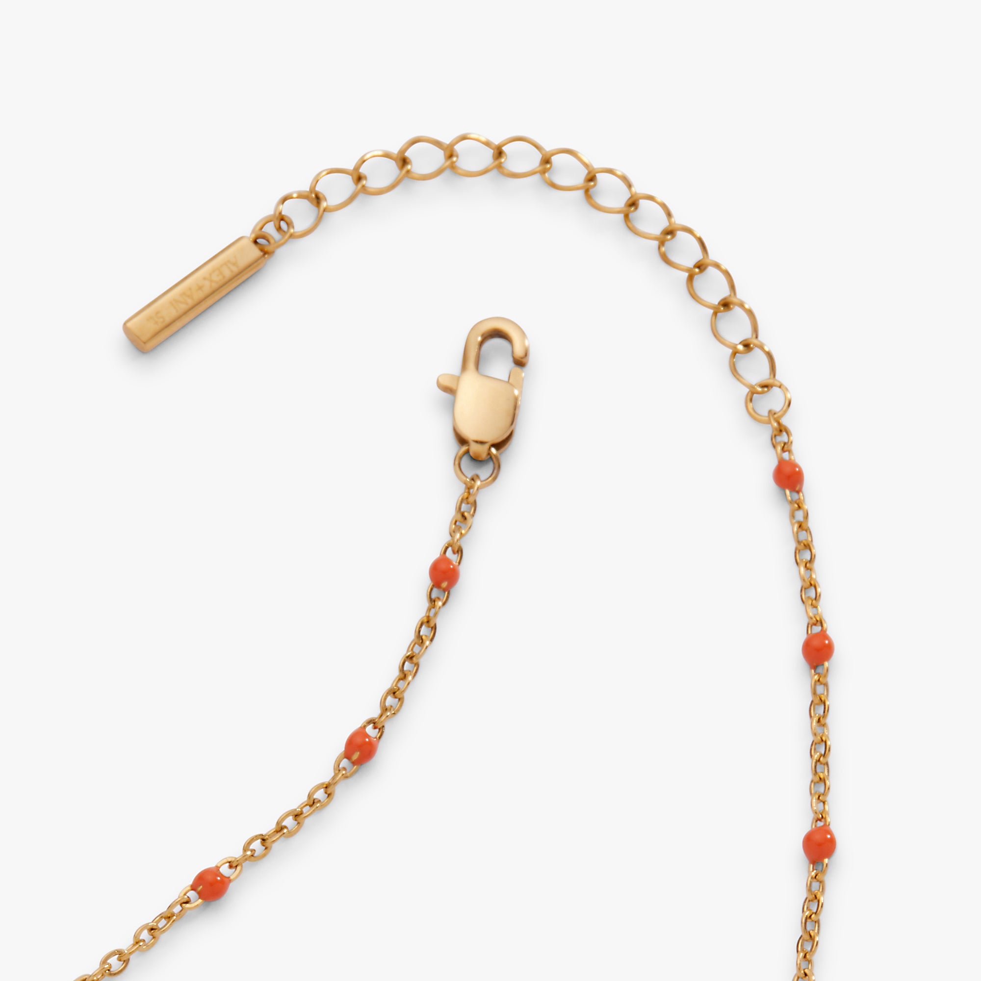 Coral Enameled Chain Coin Station Anklet