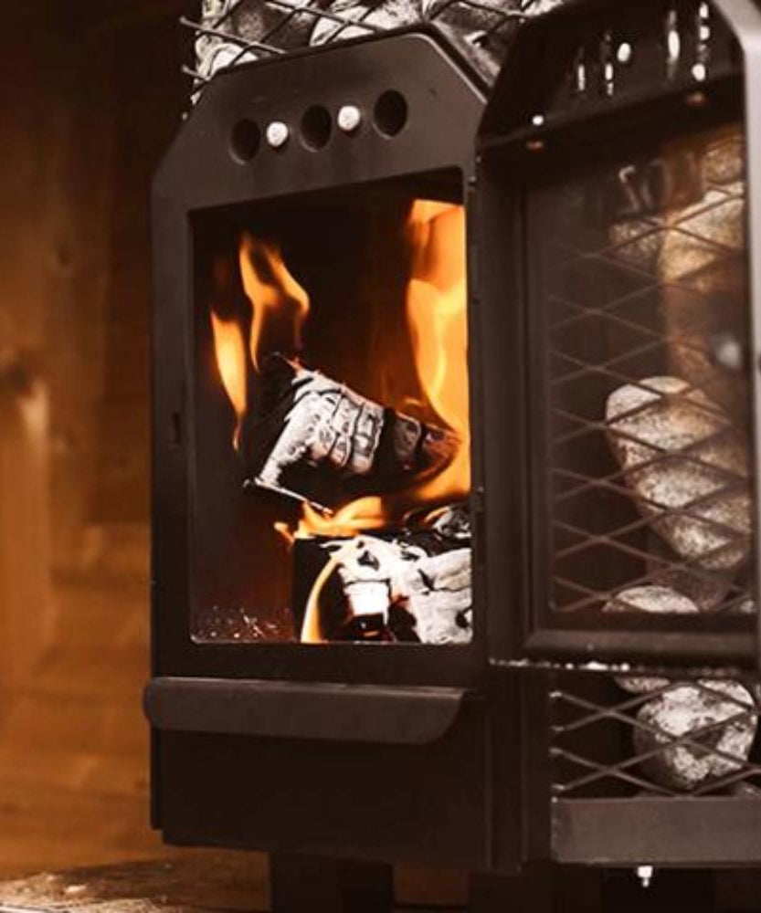 Cozy Heat O Thru-Wall Wood Burning Sauna Stove With Sauna Stones [COZY O-TW] (SAK93612)