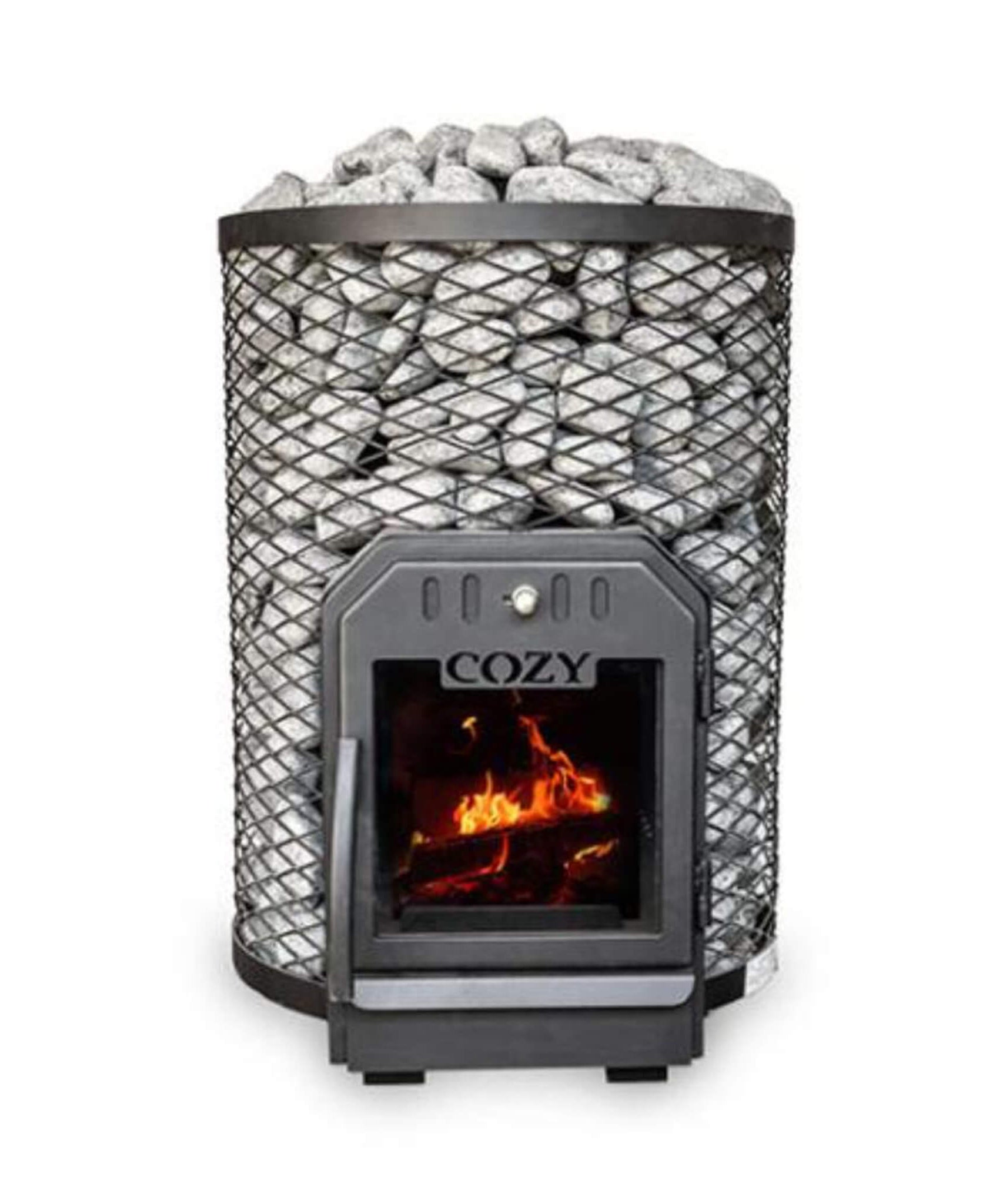 Cozy Heat O Thru-Wall Wood Burning Sauna Stove With Sauna Stones [COZY O-TW] (SAK93612)