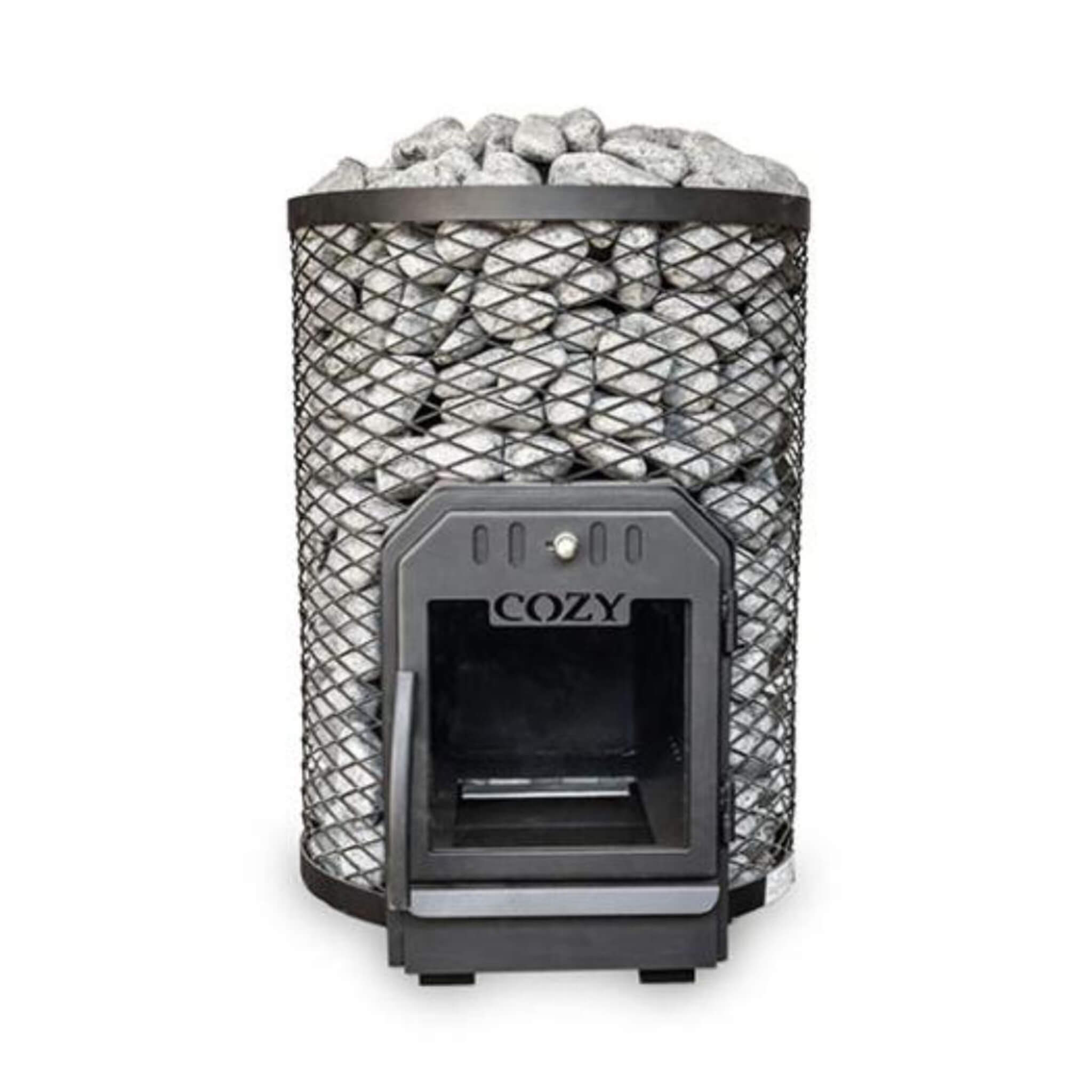 Cozy Heat O Thru-Wall Wood Burning Sauna Stove With Sauna Stones [COZY O-TW] (SAK93612)
