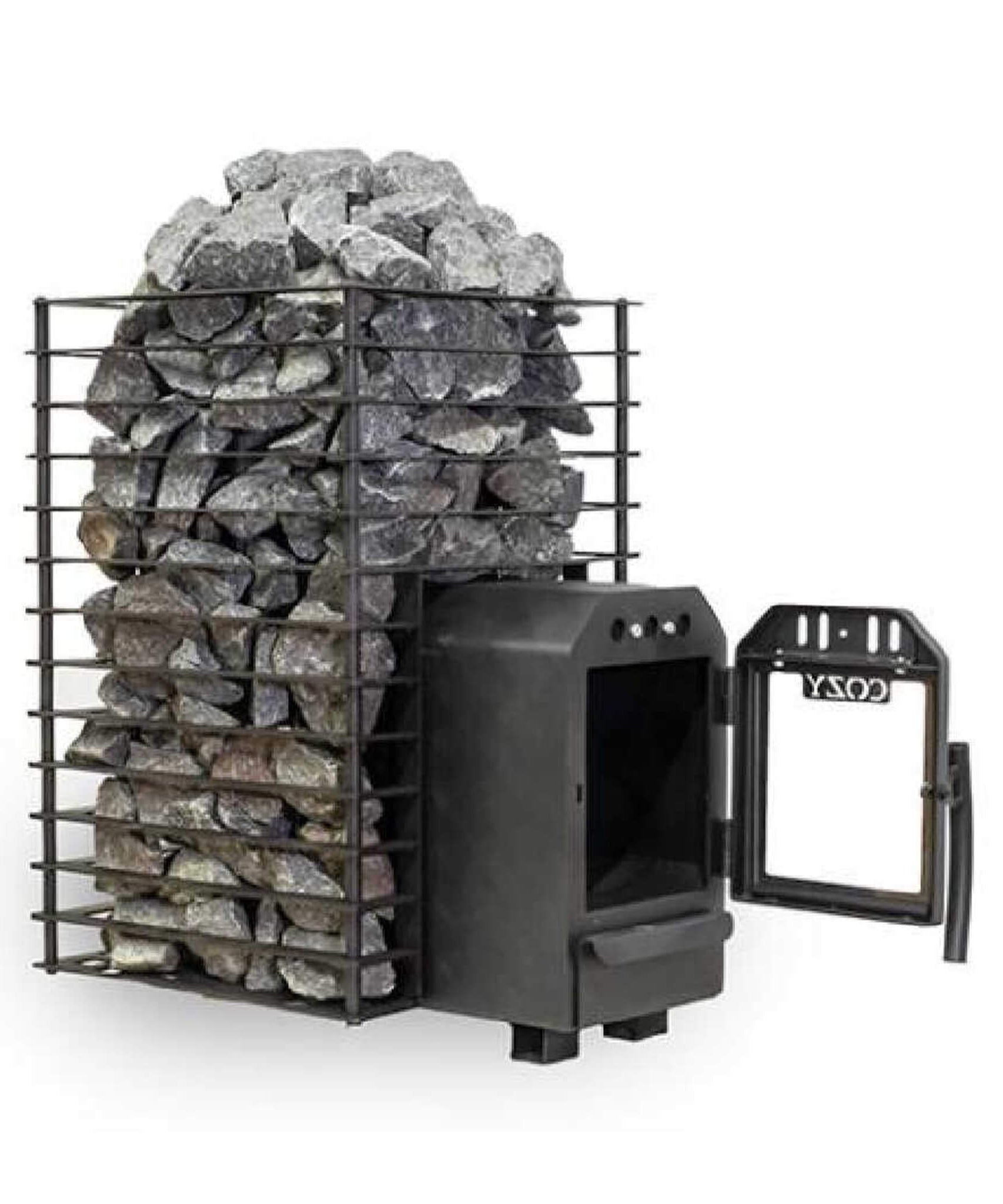 Cozy Heat Quattro Thru-Wall Square Style Sauna Stove With Sauna Stones [COZY QUATTRO TW] (SAK81754)
