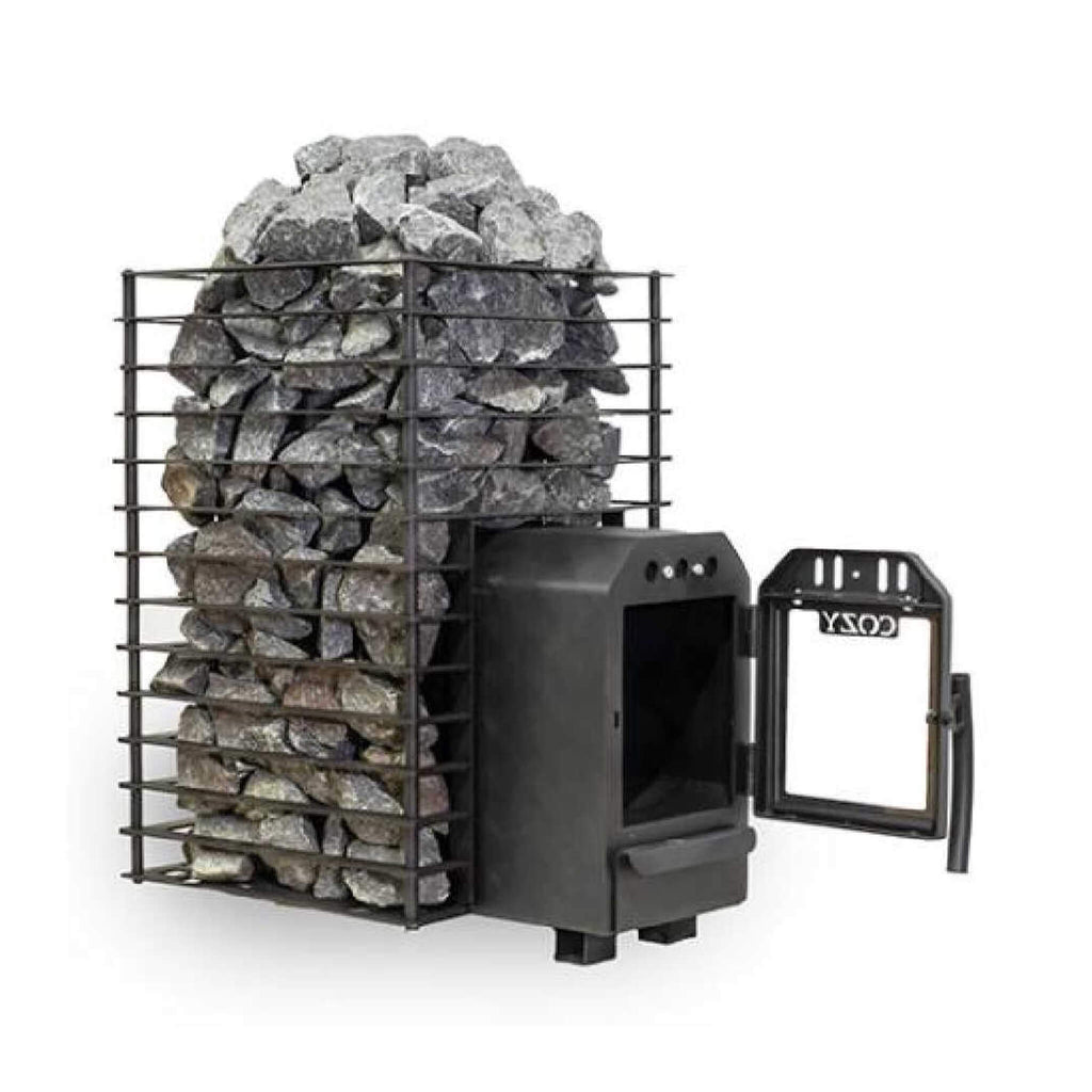 Cozy Heat Quattro Thru-Wall Square Style Sauna Stove With Sauna Stones [COZY QUATTRO TW] (SAK81754)