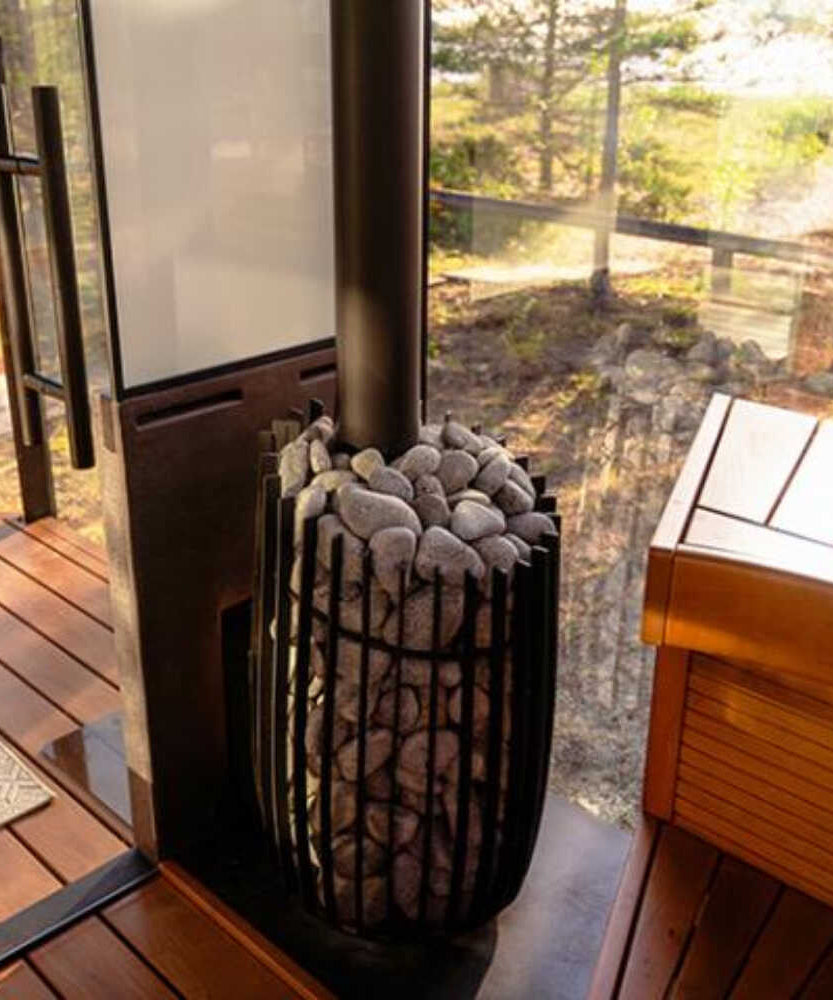 Cozy Heat SW Thru-Wall Wood Burning Sauna Stove With Sauna Stones [COZY SW-TW] (SAK69342)