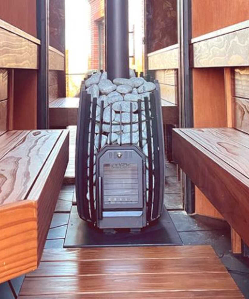 Cozy Heat SW Thru-Wall Wood Burning Sauna Stove With Sauna Stones [COZY SW-TW] (SAK69342)
