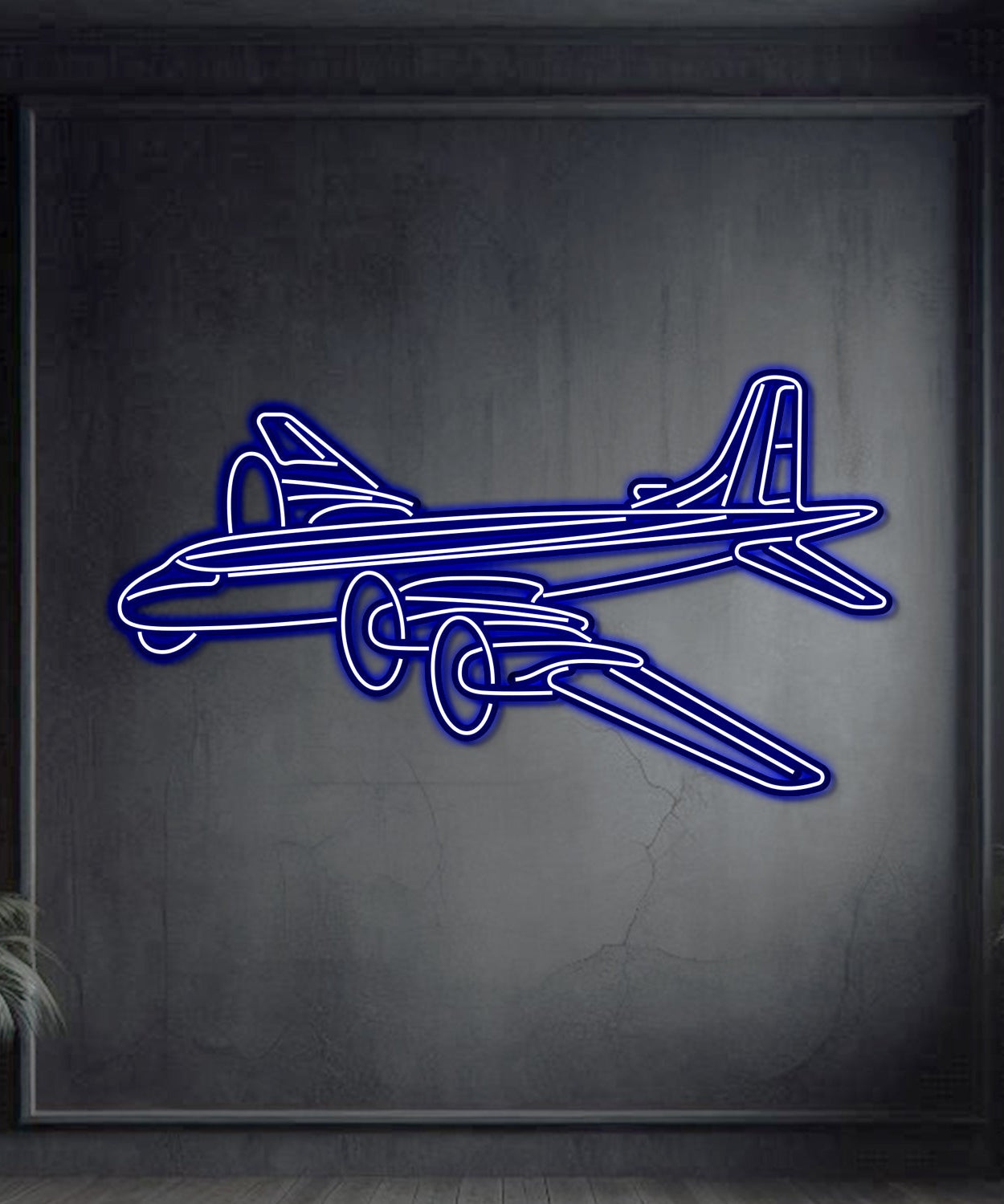 CP-107 Argus Winkel-Metall-Neon-Flugzeug Wandkunst - NCN0026