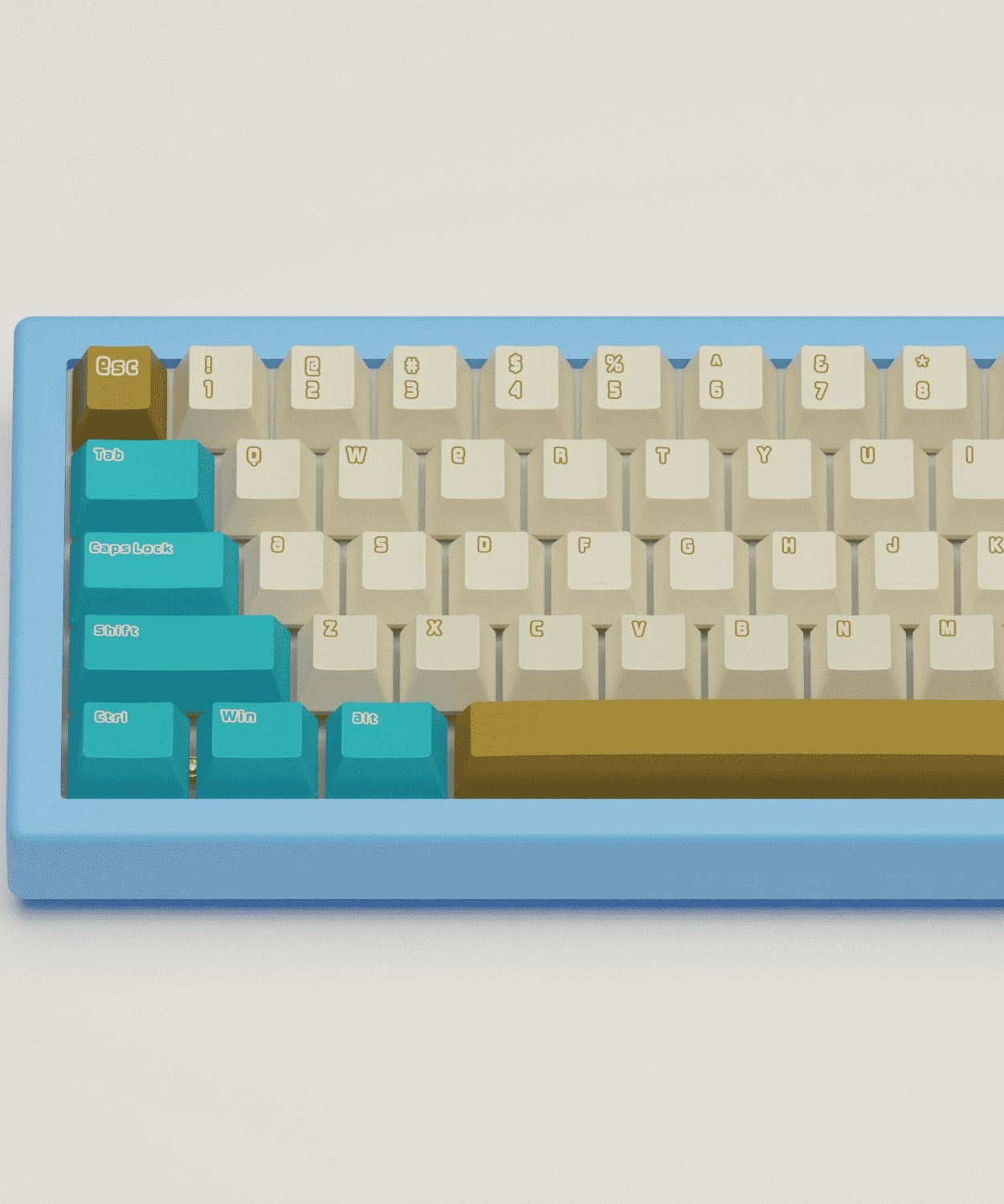 Creamy Blue Design Keycaps and Mechanical Keyboard