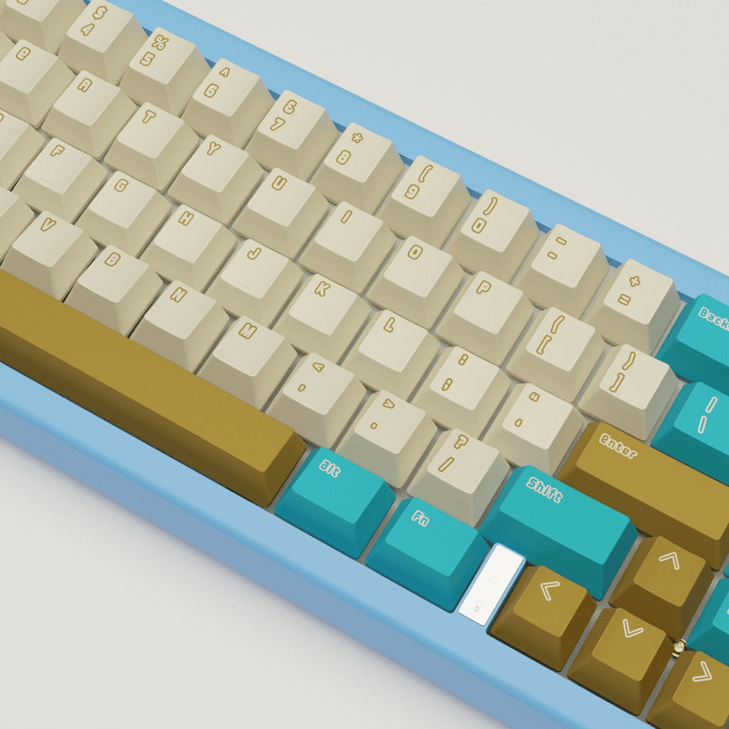 Creamy Blue Design Keycaps and Mechanical Keyboard