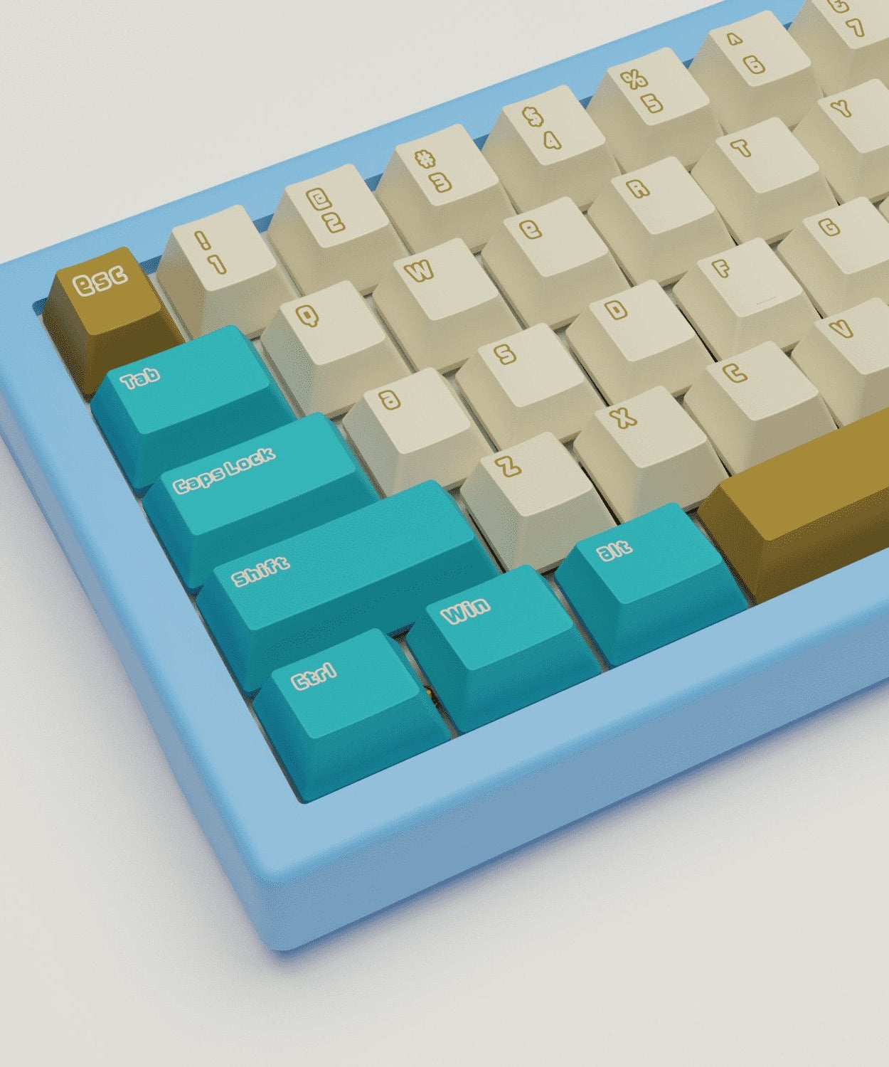 Creamy Blue Design Keycaps and Mechanical Keyboard