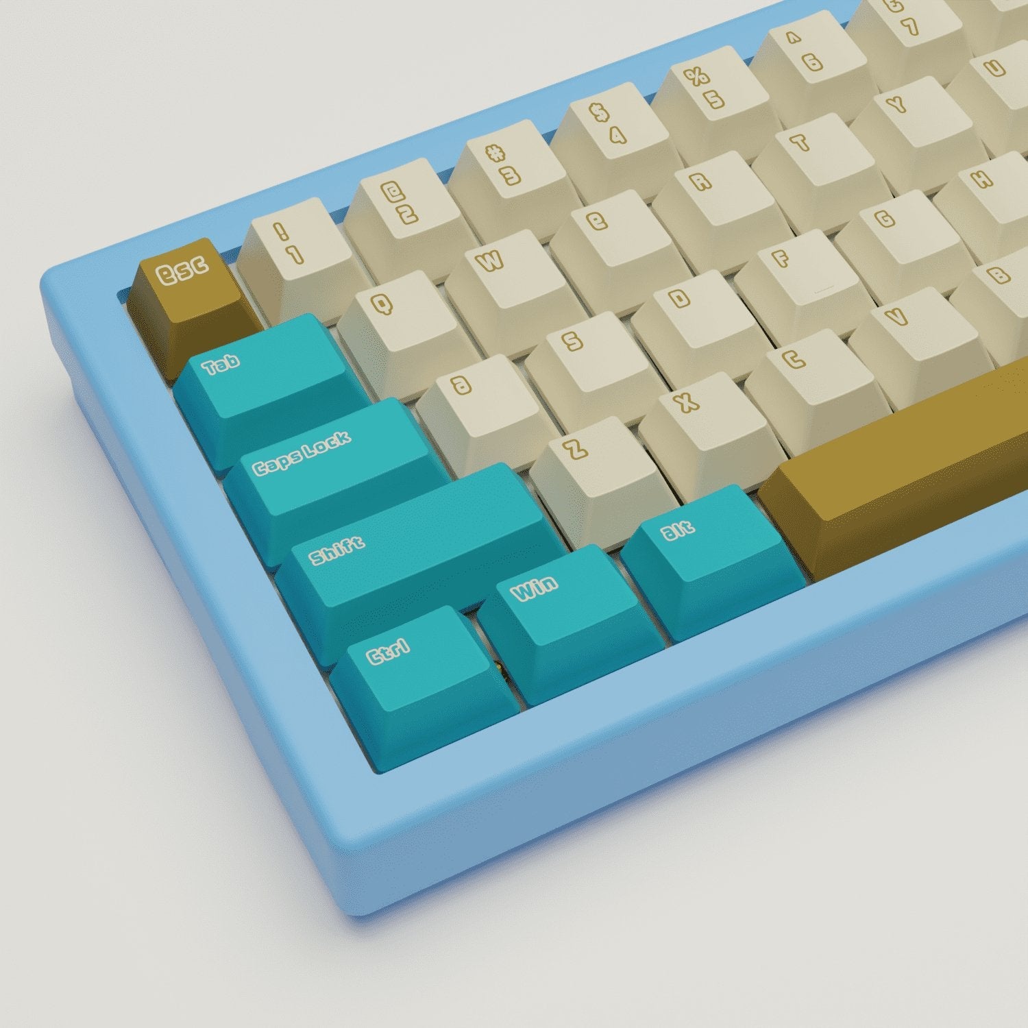 Creamy Blue Design Keycaps and Mechanical Keyboard