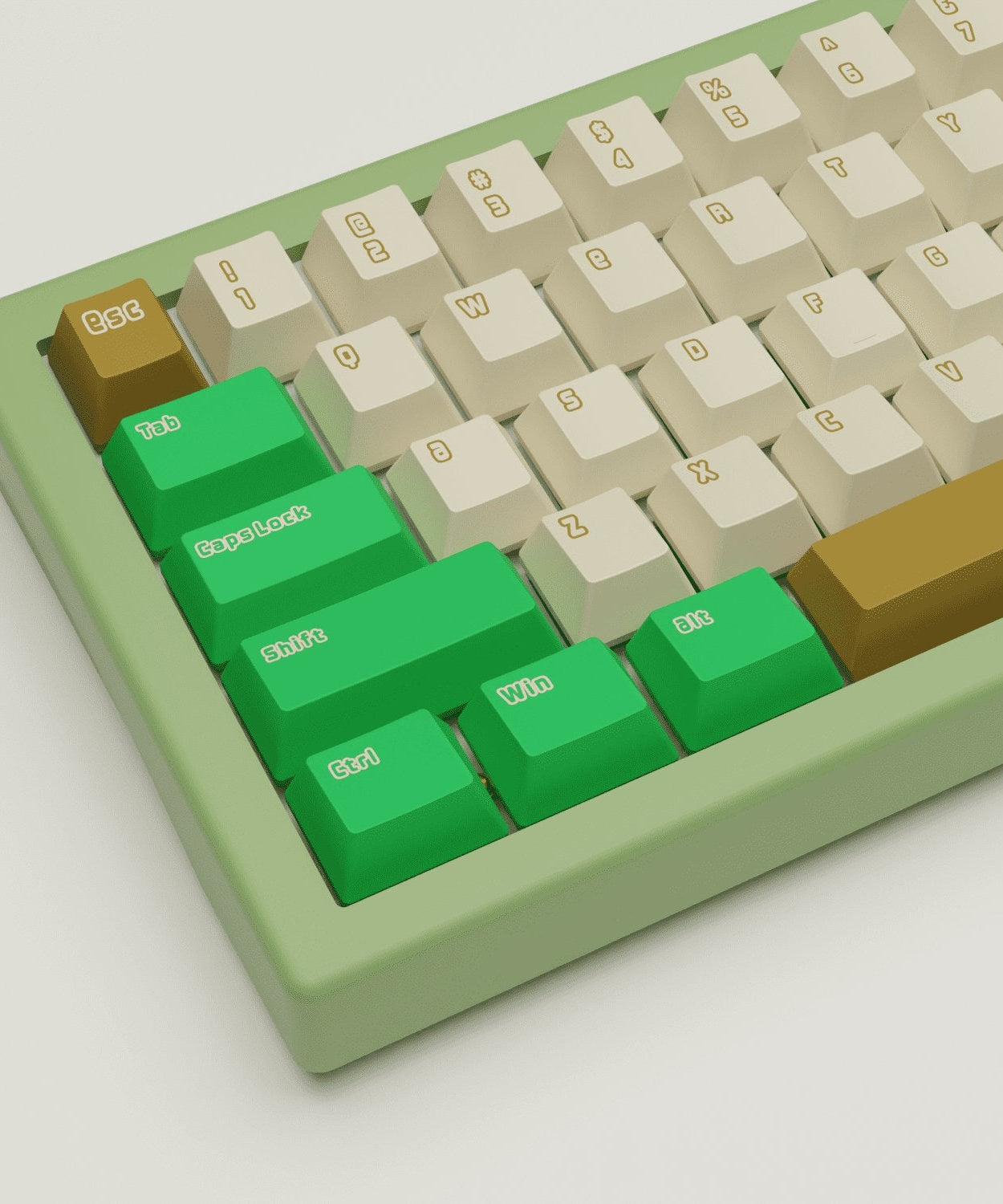 Creamy Green Design Keycaps and Mechanical Keyboard