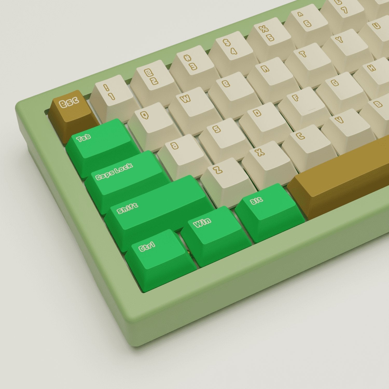 Creamy Green Design Keycaps and Mechanical Keyboard