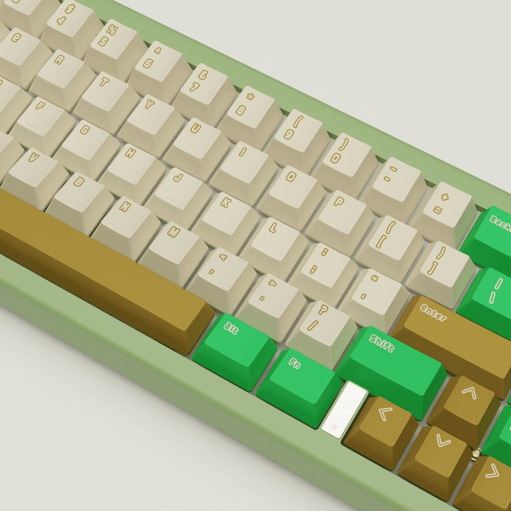 Creamy Green Design Keycaps and Mechanical Keyboard