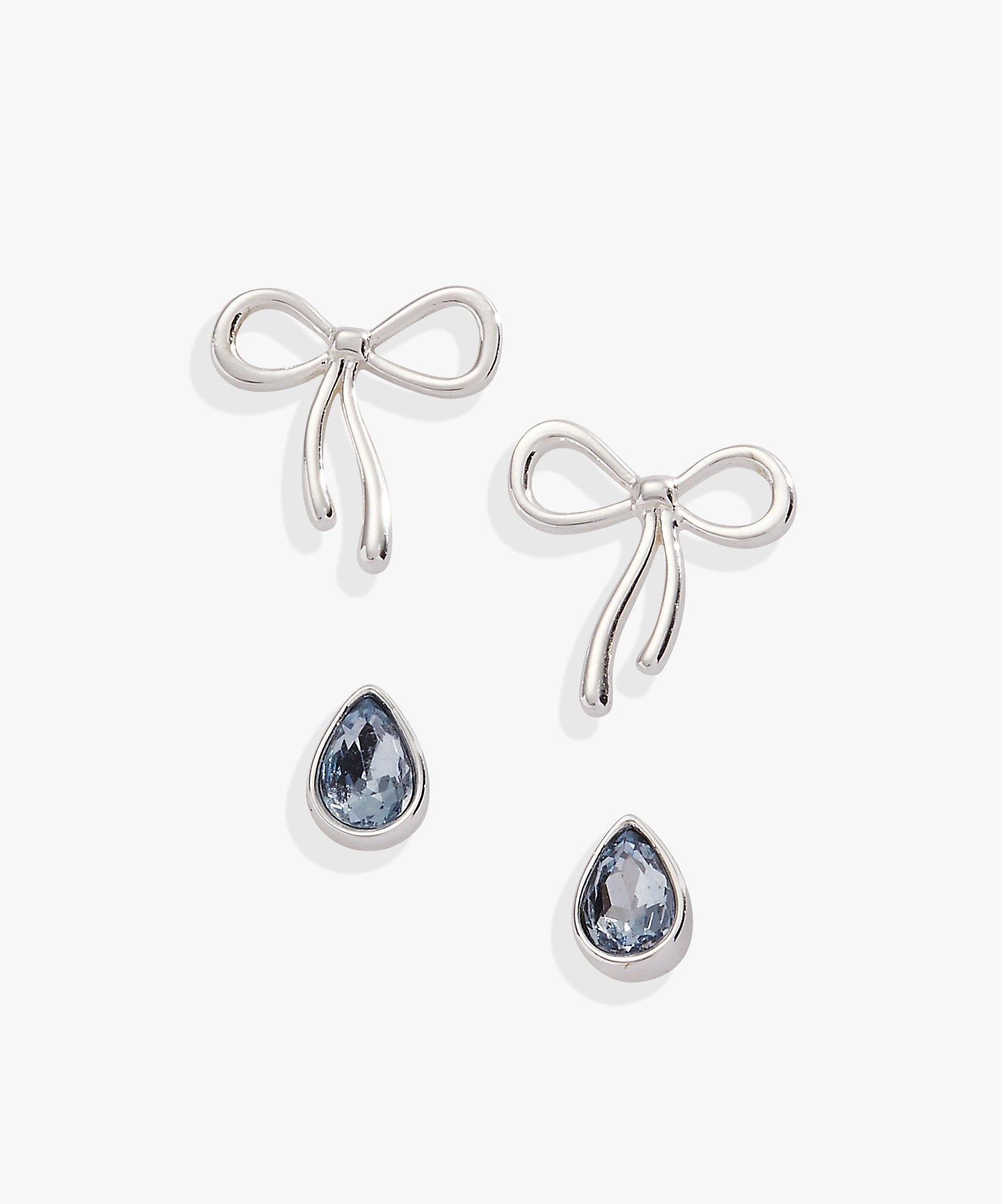 Bow & Teardrop Stud Earring Set