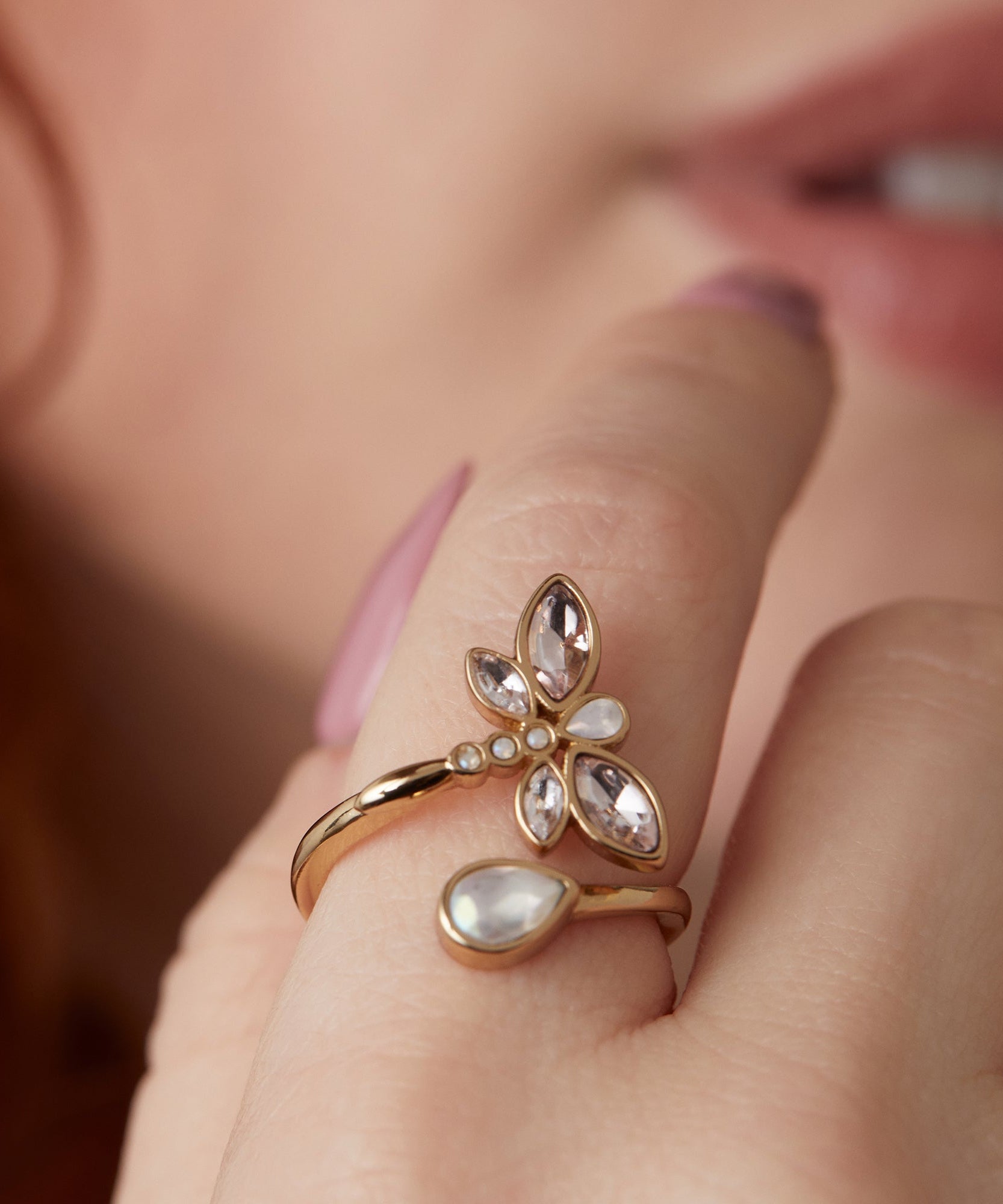 Crystal Dragonfly Ring