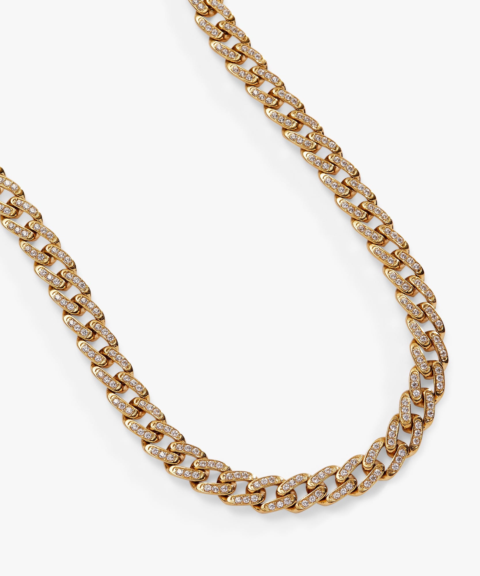 Crystal Pave Curb Chain Necklace