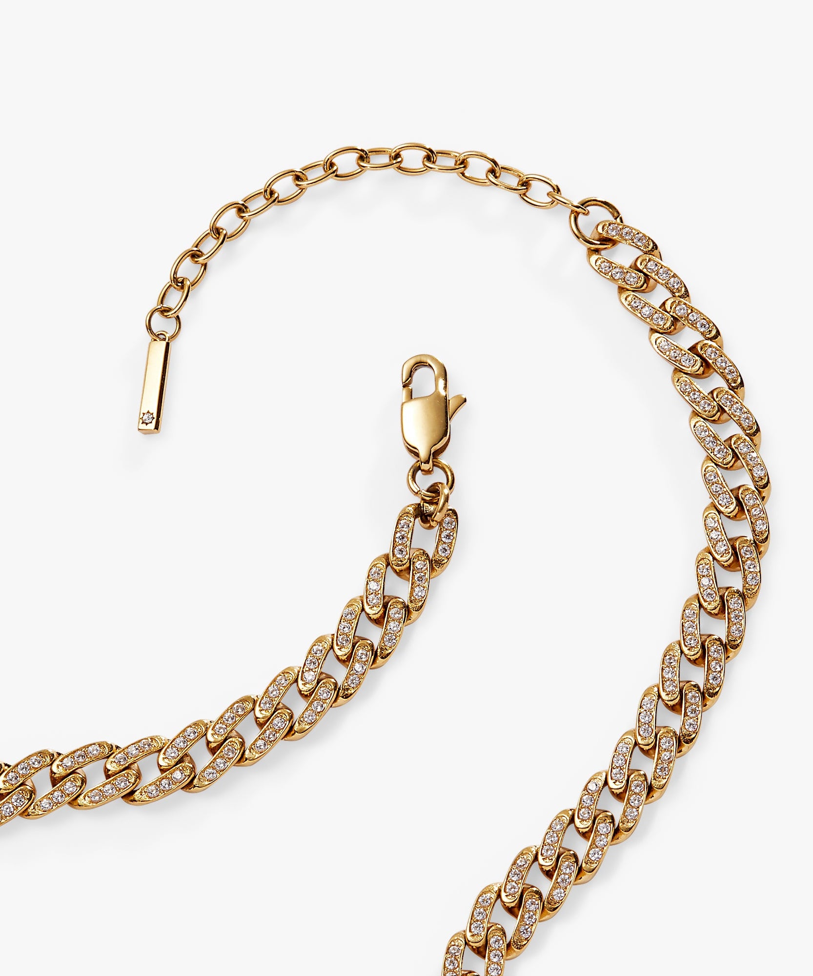 Crystal Pave Curb Chain Necklace