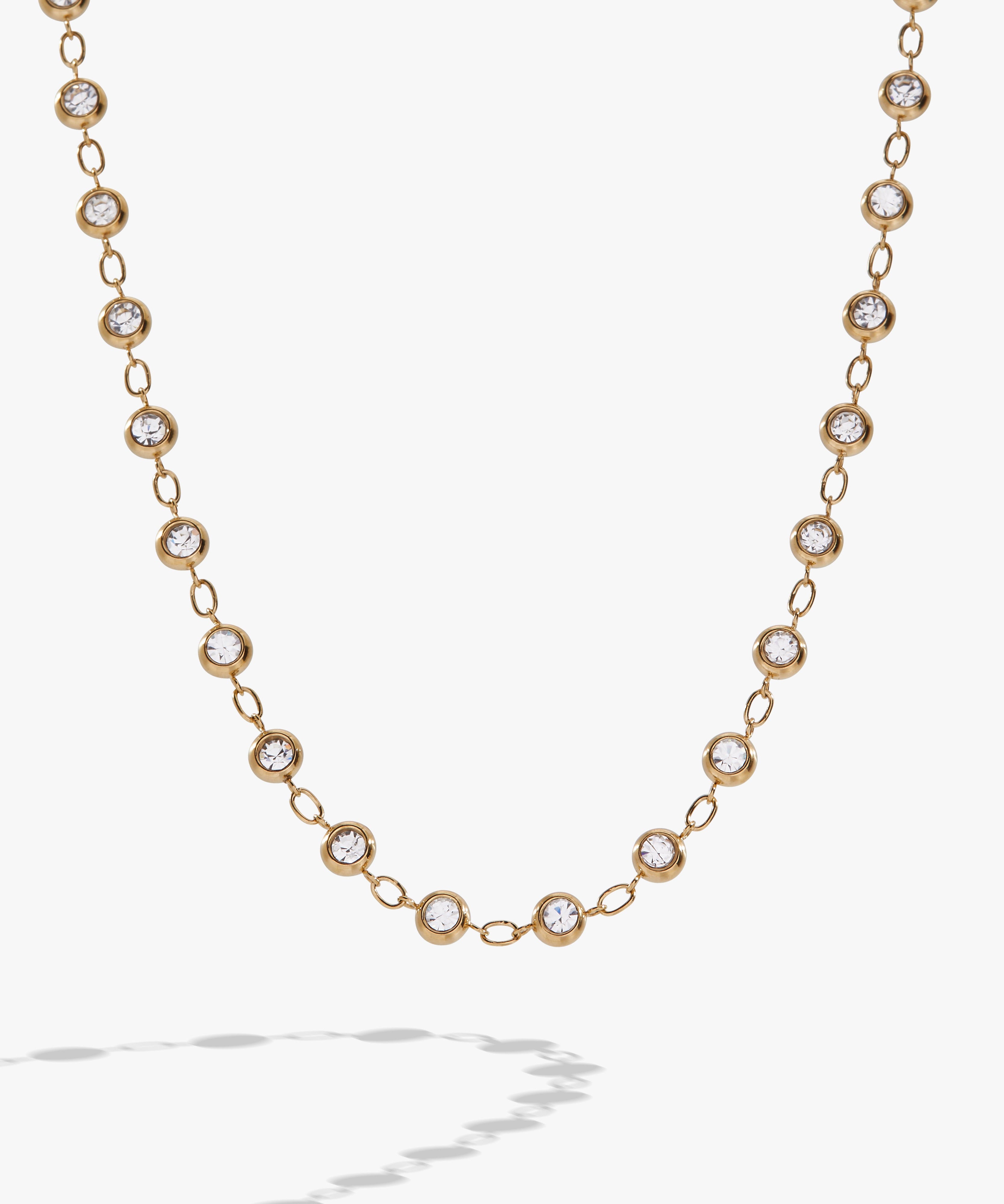 Crystal Pebble Chain Necklace