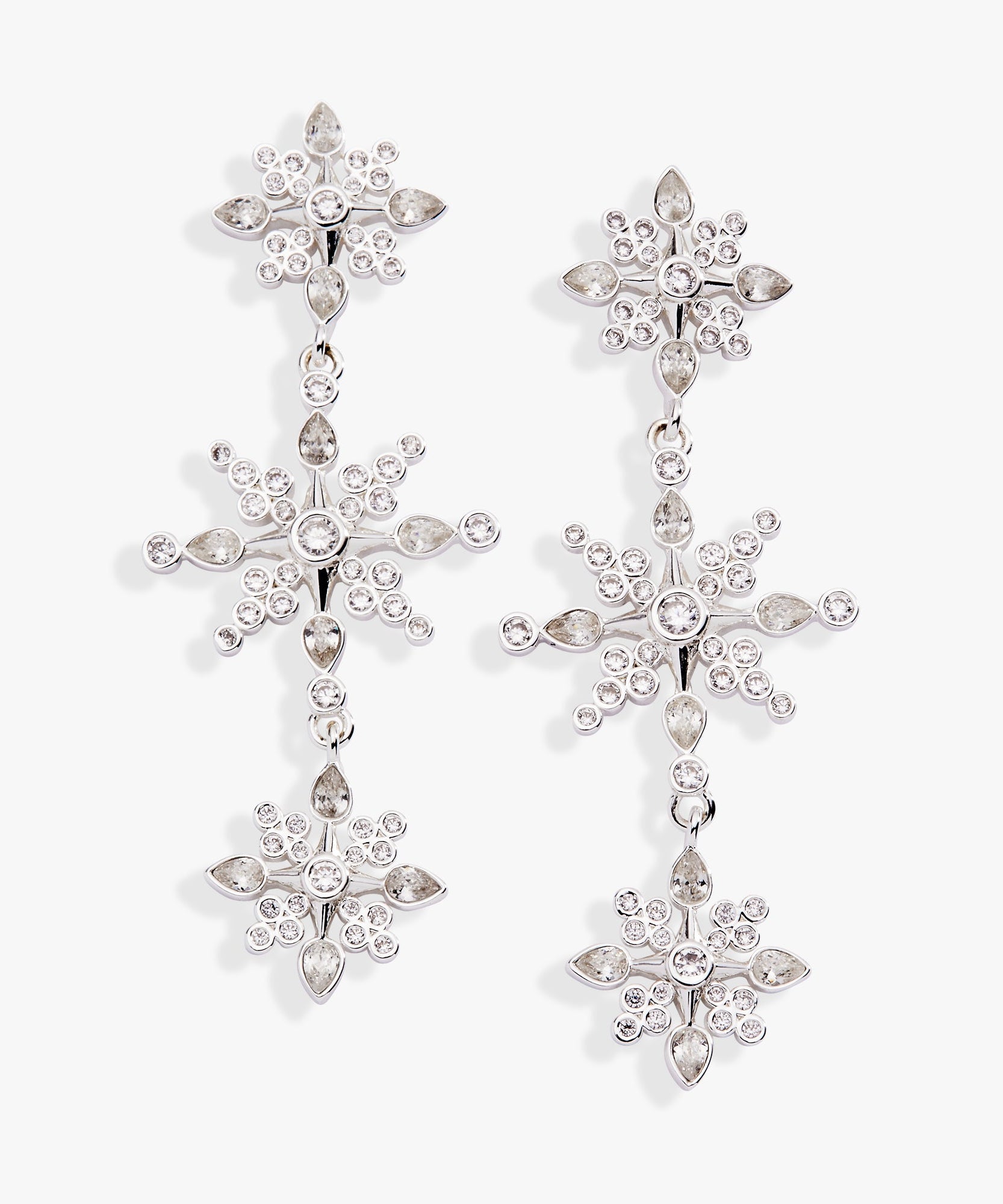 Crystal Snowflake Linear Earrings