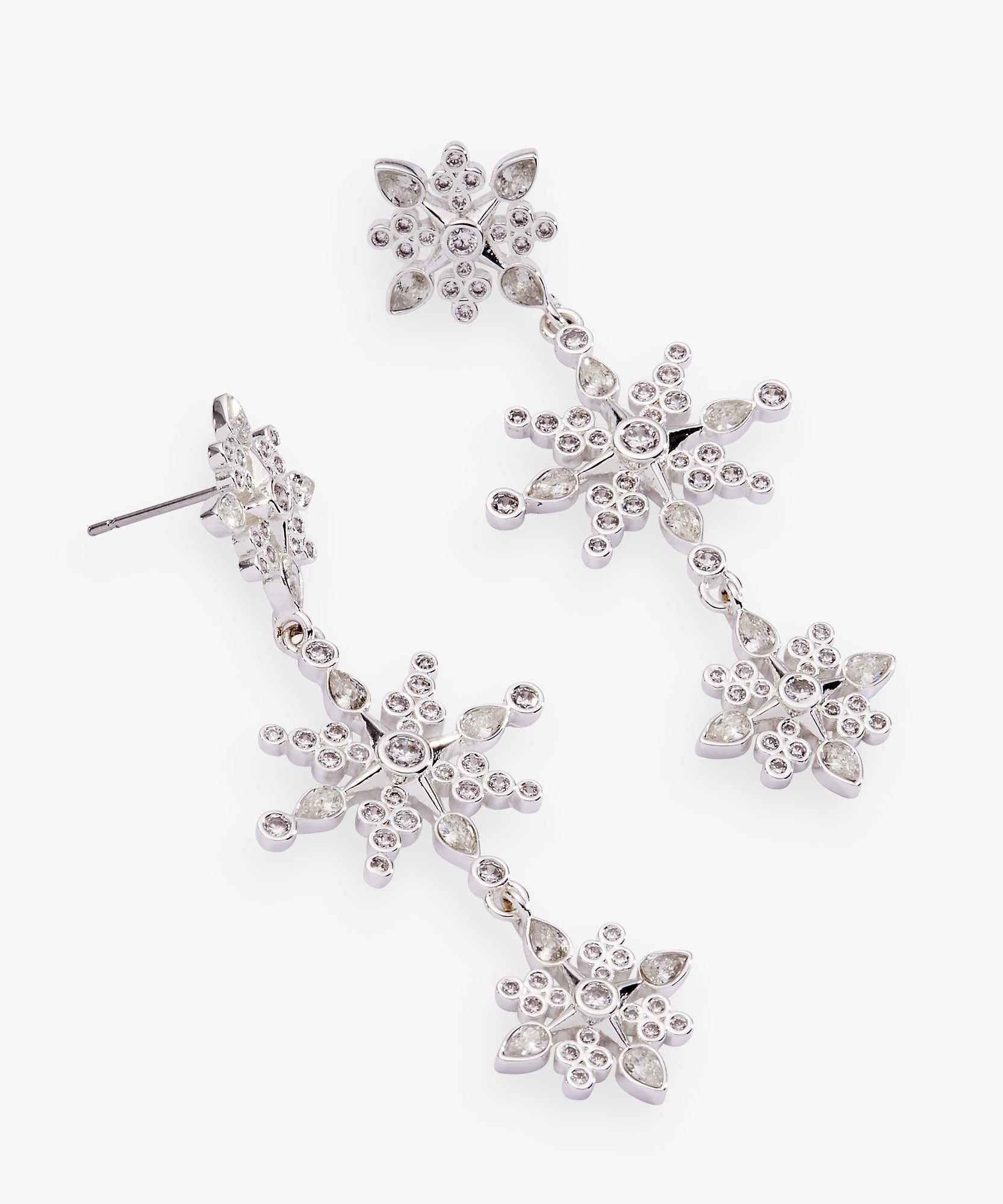 Crystal Snowflake Linear Earrings