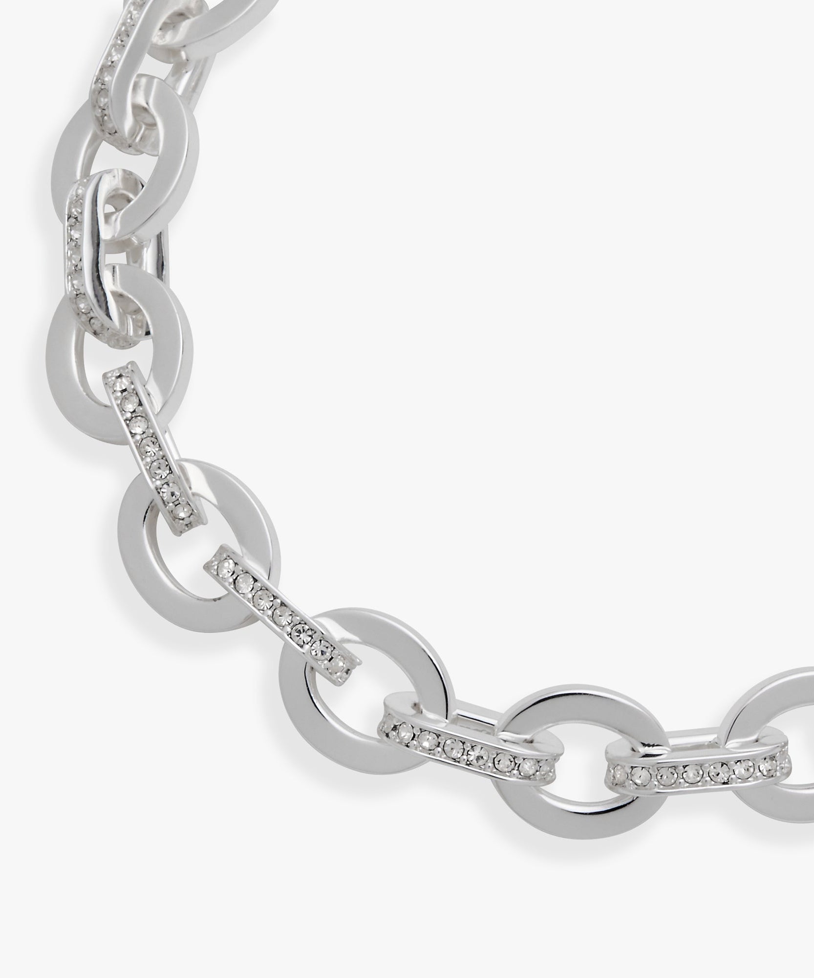Delicate Oval Link Crystal Chain Toggle Bracelet