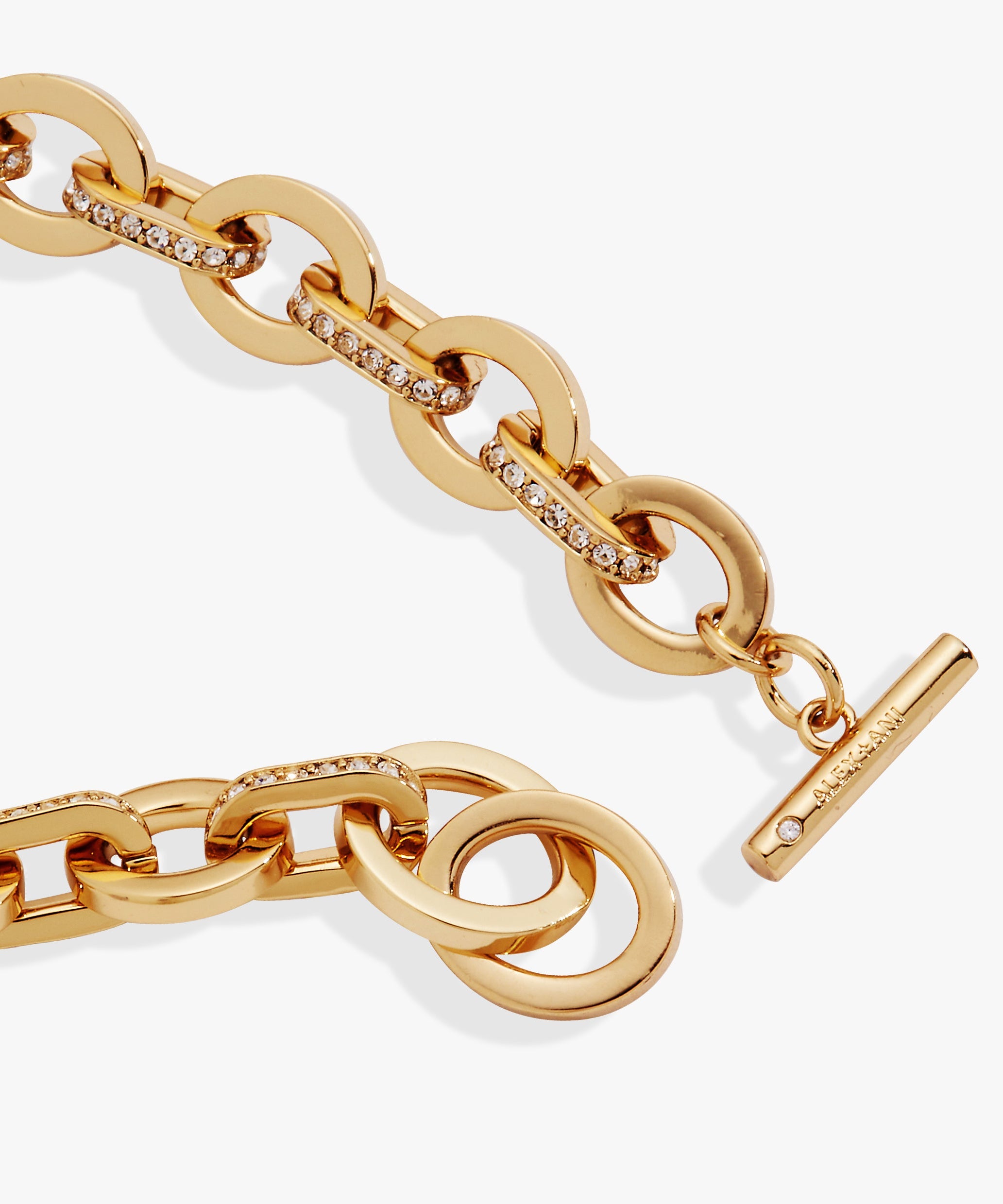 Delicate Oval Link Crystal Chain Toggle Bracelet