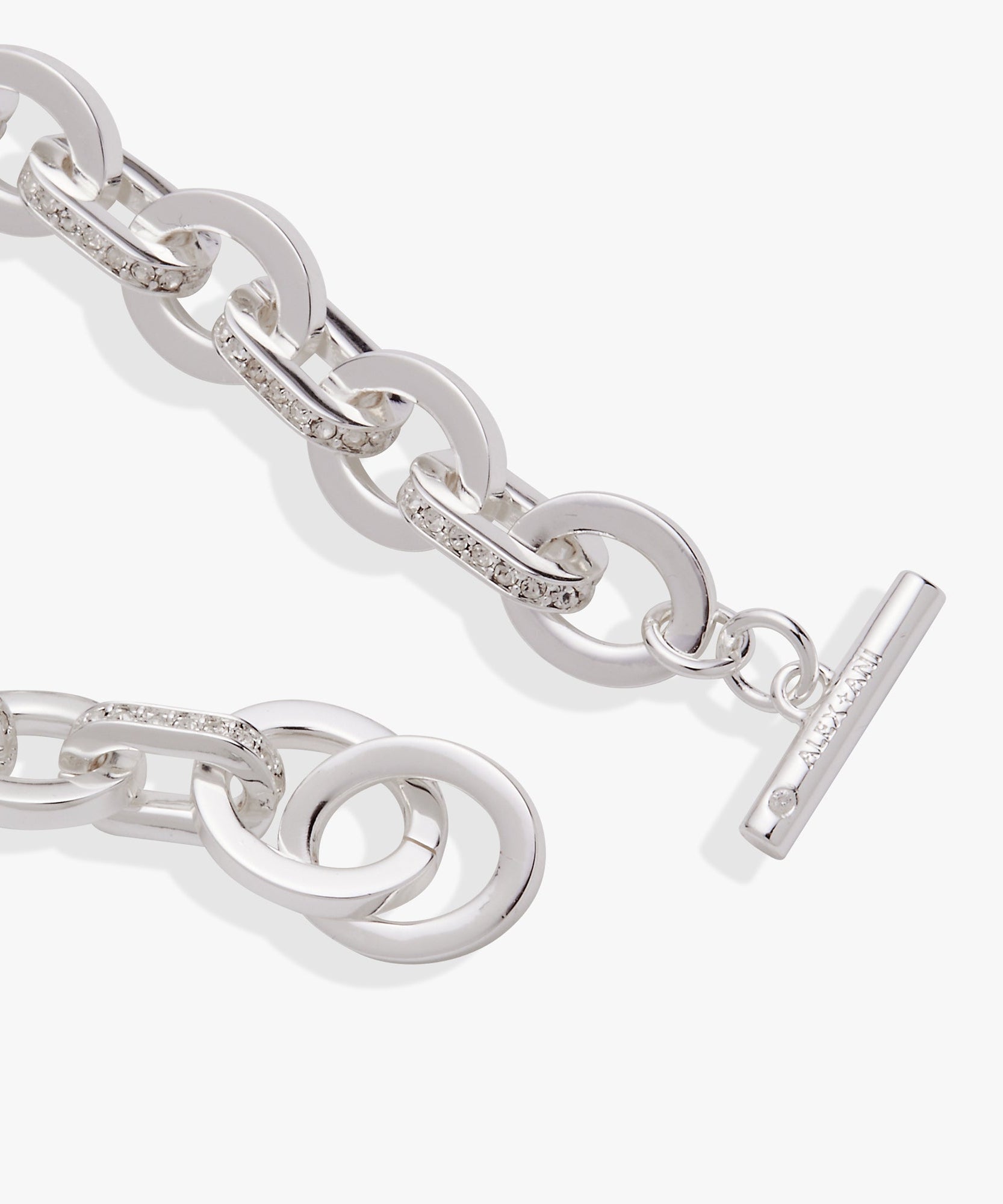 Delicate Oval Link Crystal Chain Toggle Bracelet