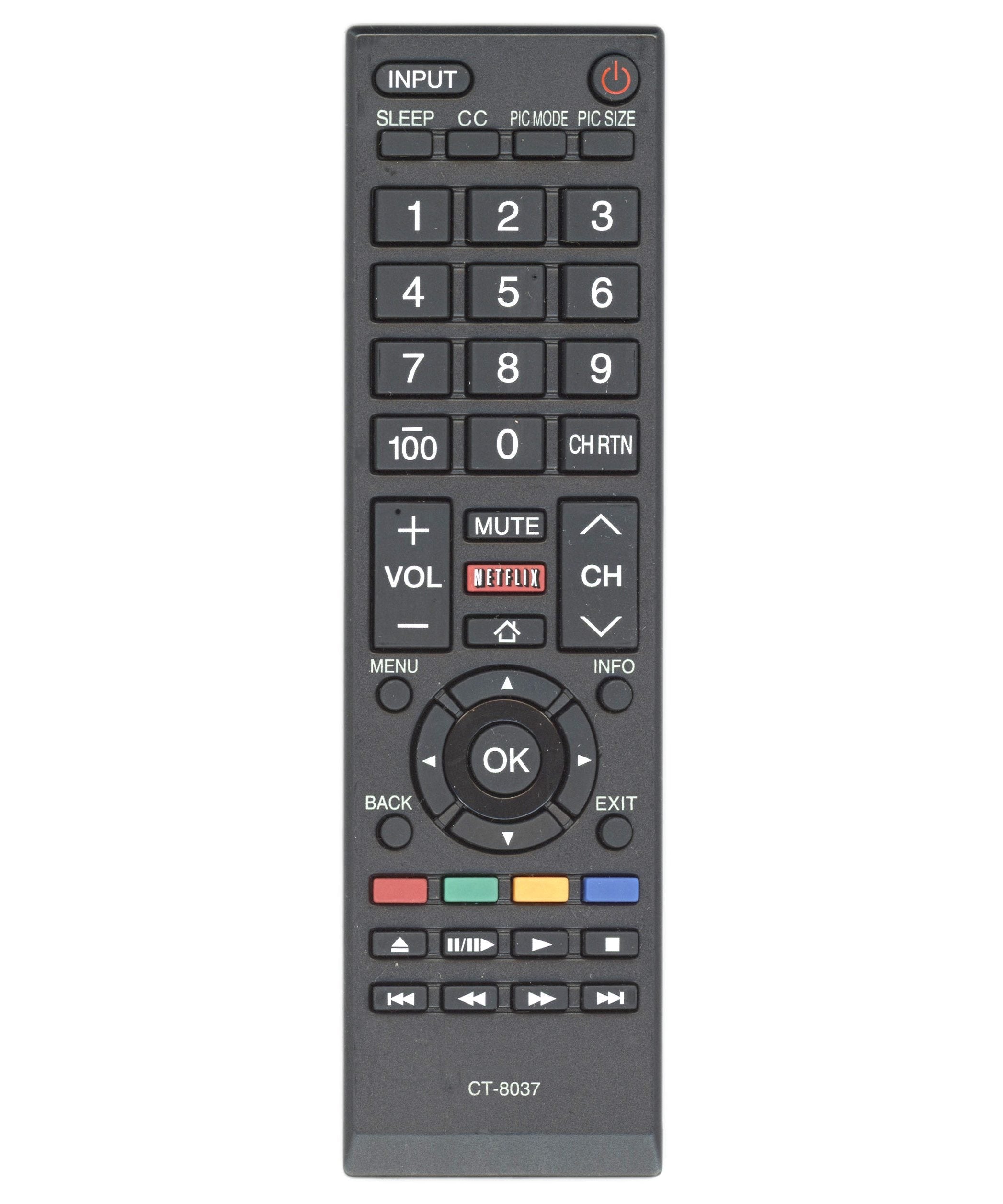 Anderic CT8037 Replacement TV Remote Control for Toshiba CT-8037 and Similar Models
