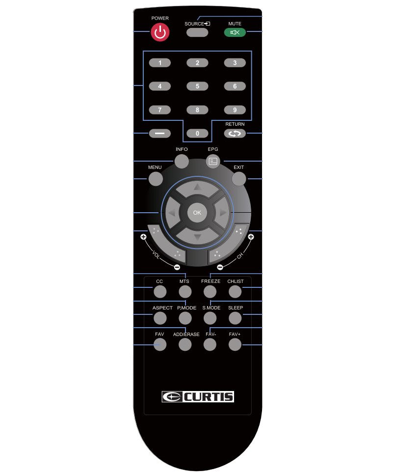 Curtis LED1960A TV Remote Control