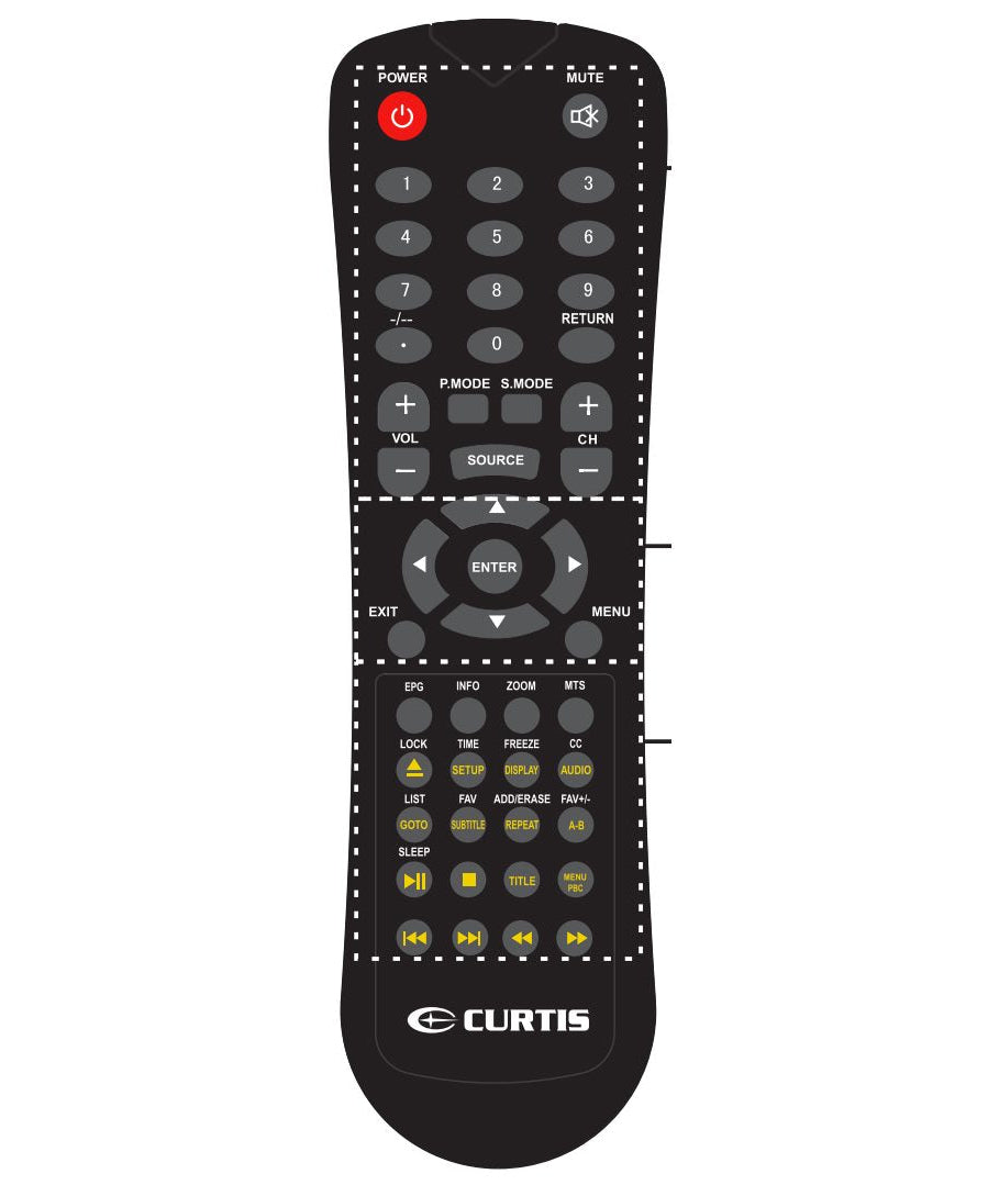 Curtis LEDVD2488ACREM TV/DVD Remote Control