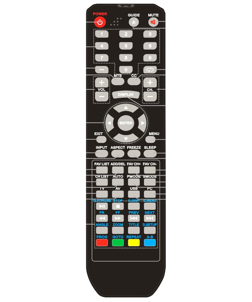 Curtis LEDVD2488AREM TV/DVD Remote Control