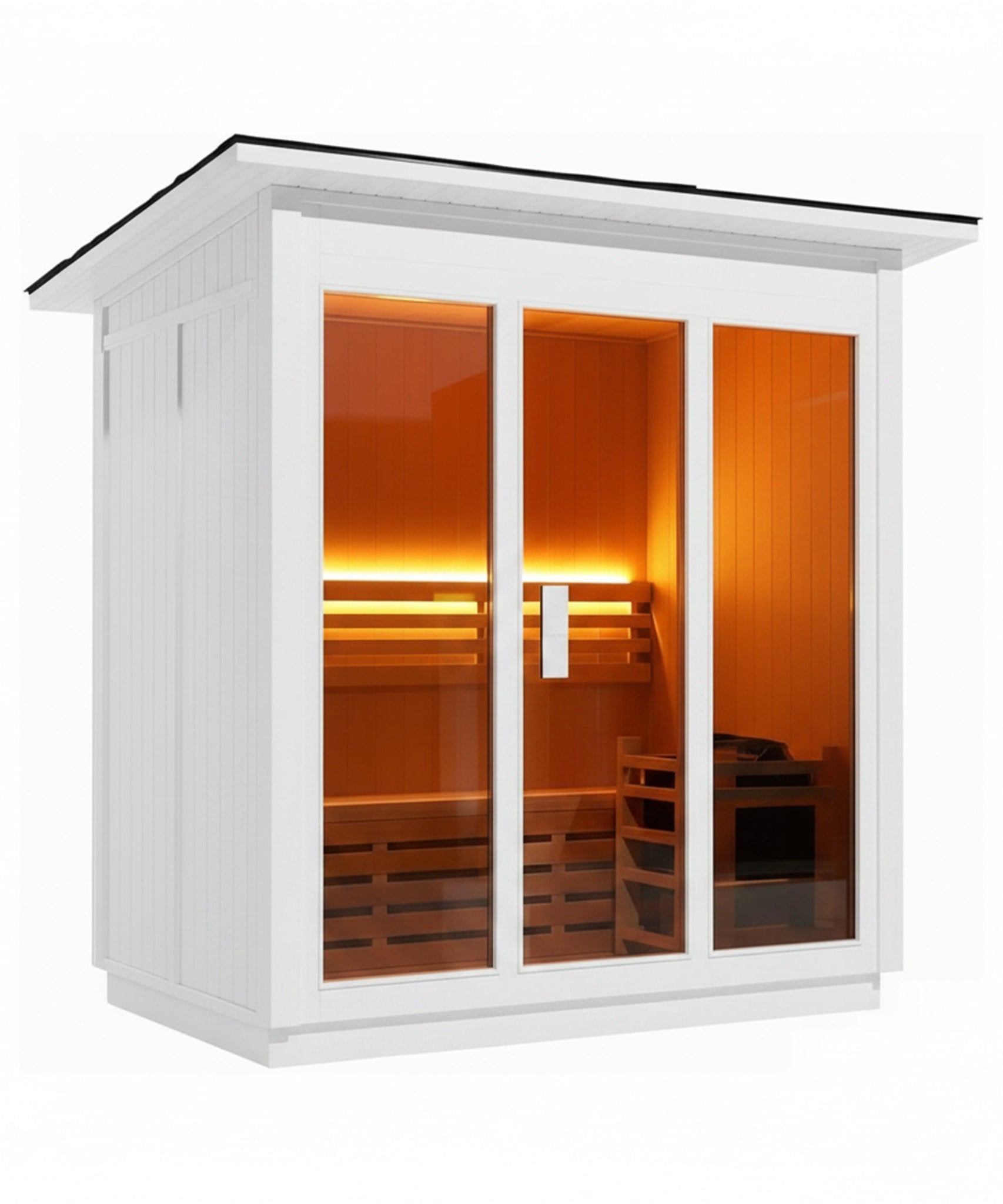 Custom 4-Person Luxury Canadian Red Cedar Outdoor Steam Sauna With Heater And Stones [Made-To-Order] (SAK42068)