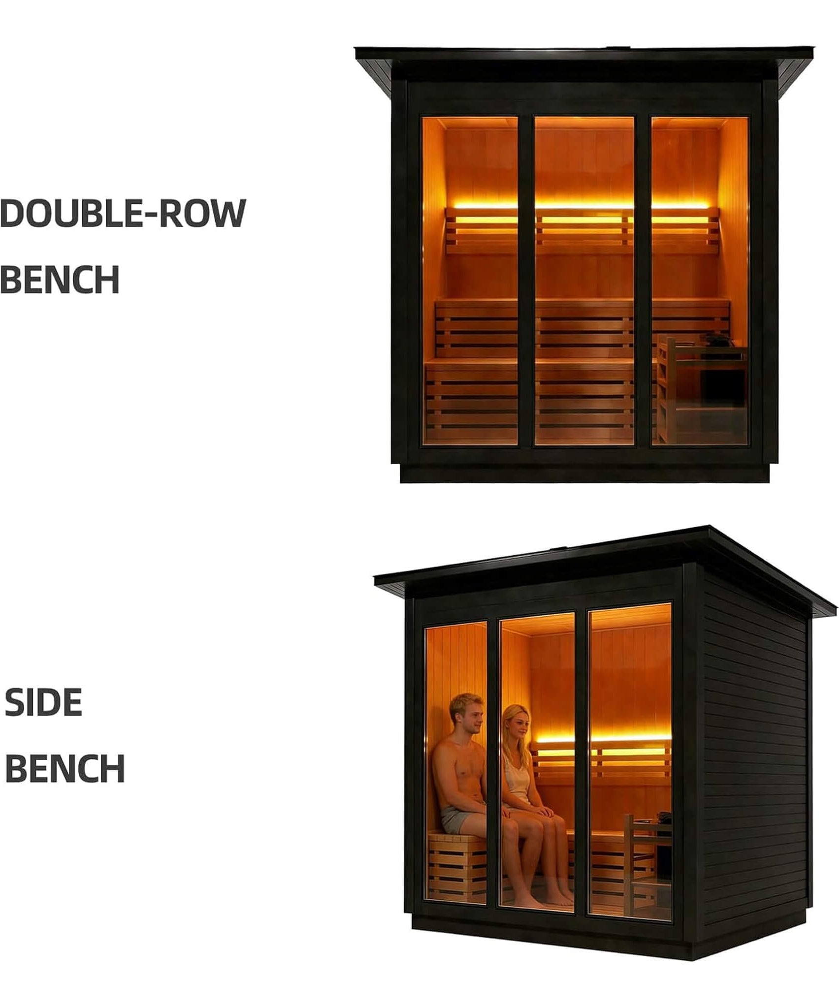 Custom 6-Person Luxury Canadian Hemlock Outdoor Steam Sauna With Heater And Stones [Made-To-Order] (SAK63821)