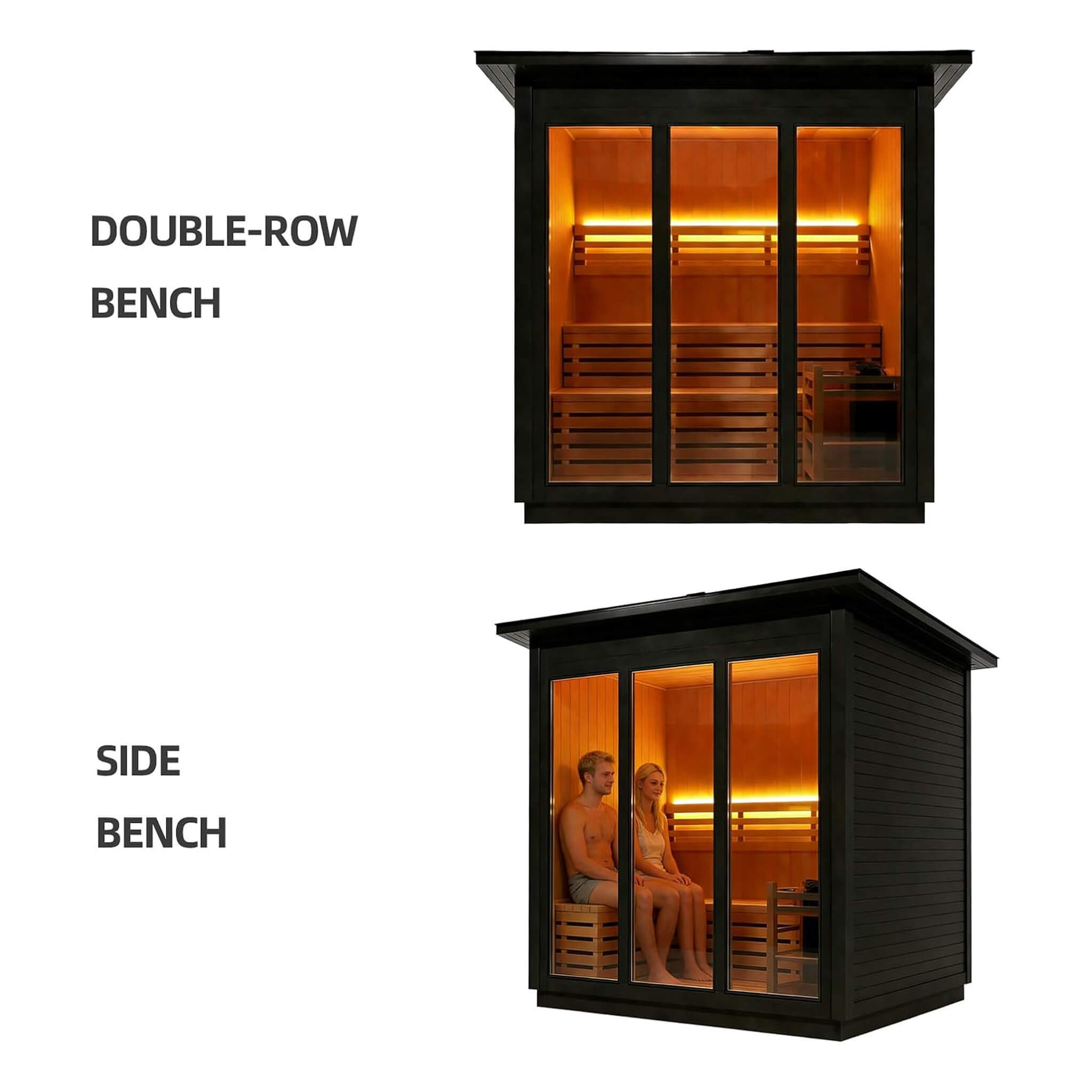 Custom 6-Person Luxury Canadian Hemlock Outdoor Steam Sauna With Heater And Stones [Made-To-Order] (SAK63821)