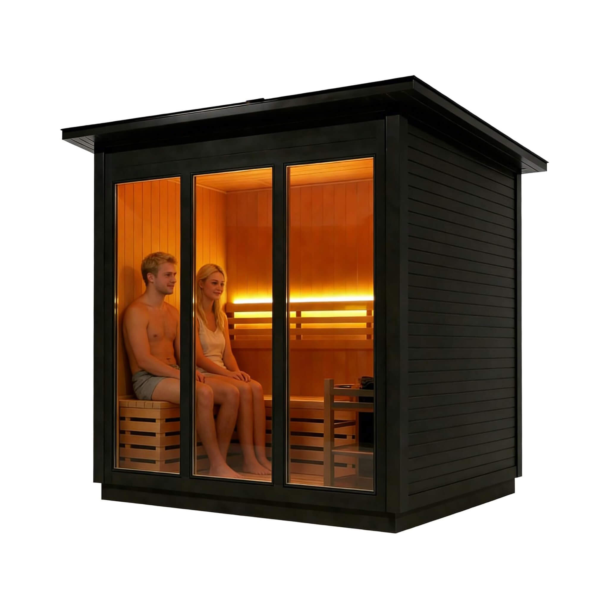 Custom 8-Person Luxury Canadian Red Cedar Outdoor Steam Sauna With Heater And Stones [Made-To-Order] (SAK13492)