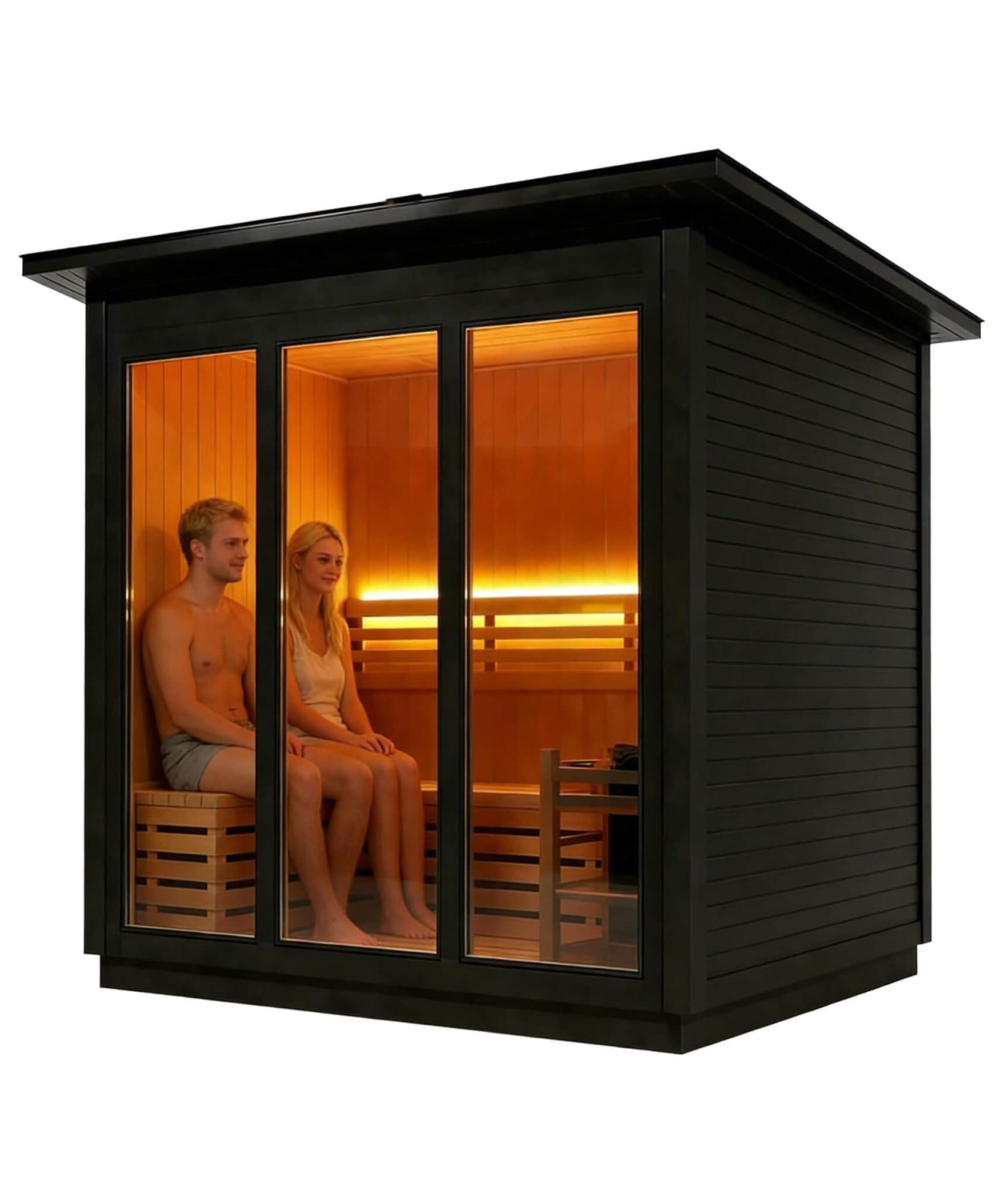 Custom 6-Person Luxury Canadian Red Cedar Outdoor Steam Sauna With Heater And Stones [Made-To-Order] (SAK78615)