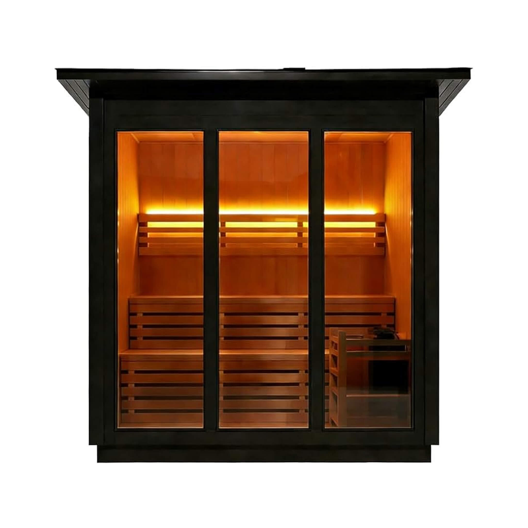 Custom 4-Person Luxury Canadian Red Cedar Outdoor Steam Sauna With Heater And Stones [Made-To-Order] (SAK42068)